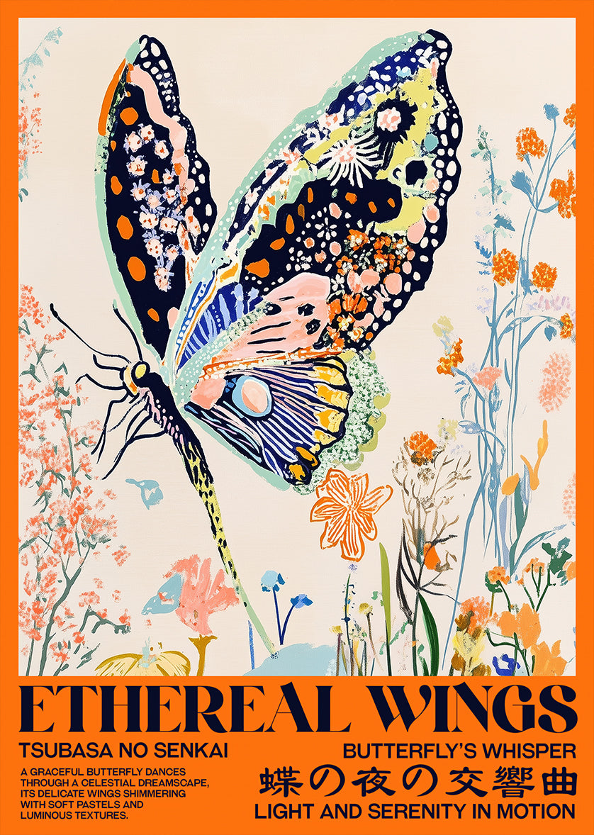 Vibrant Butterfly Over Floral Dream Wall Art Print