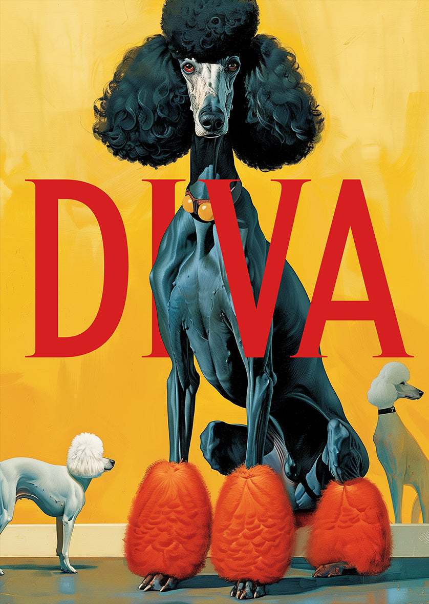 Black Poodle Fashion Illustration Print