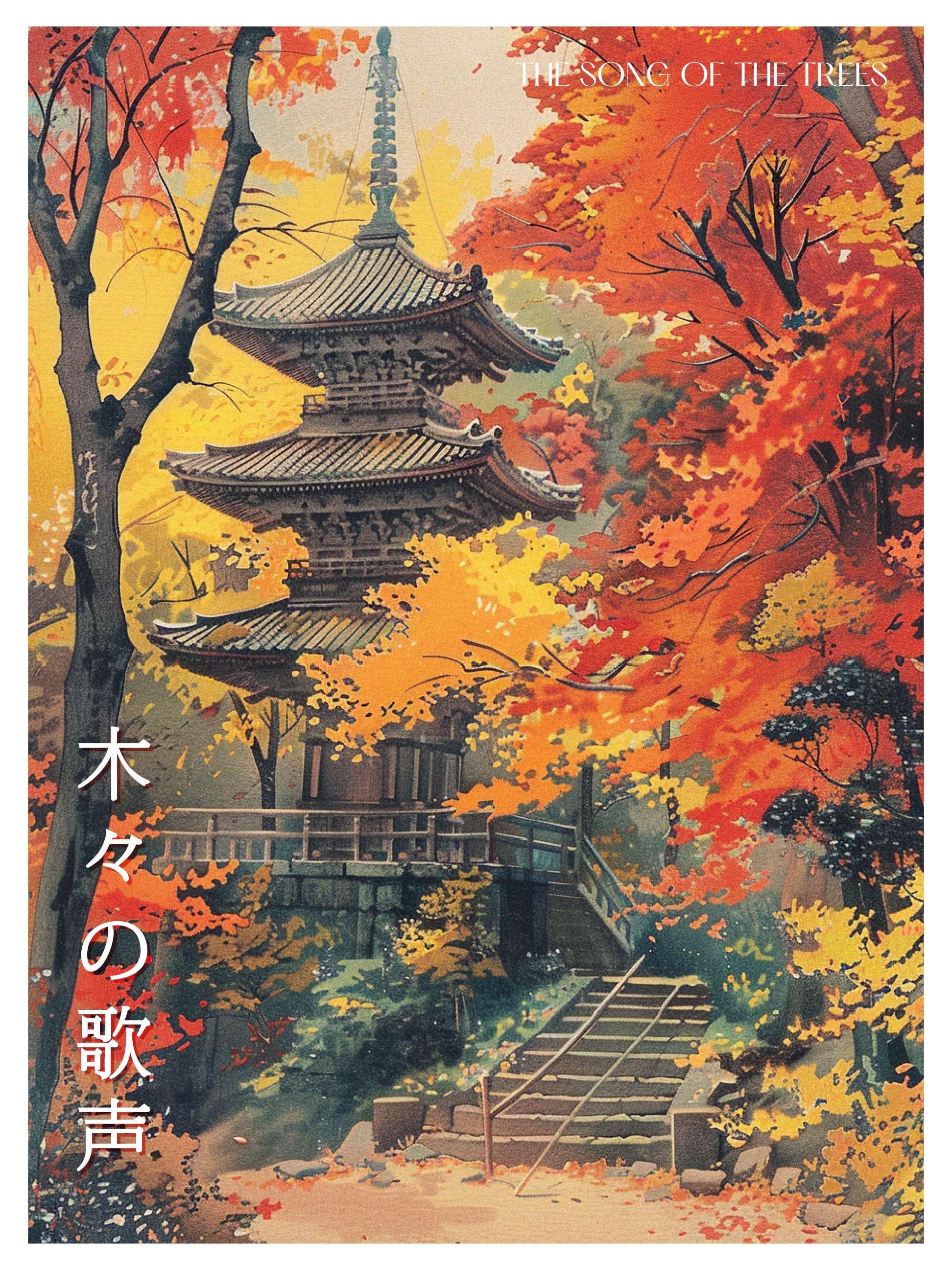 Japanese Pagoda Fall Art