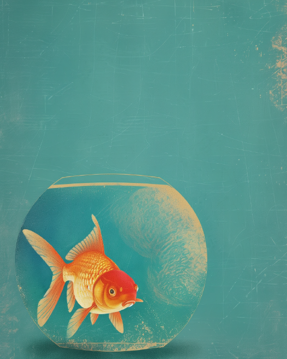 Poisson doré dans un bol bleu