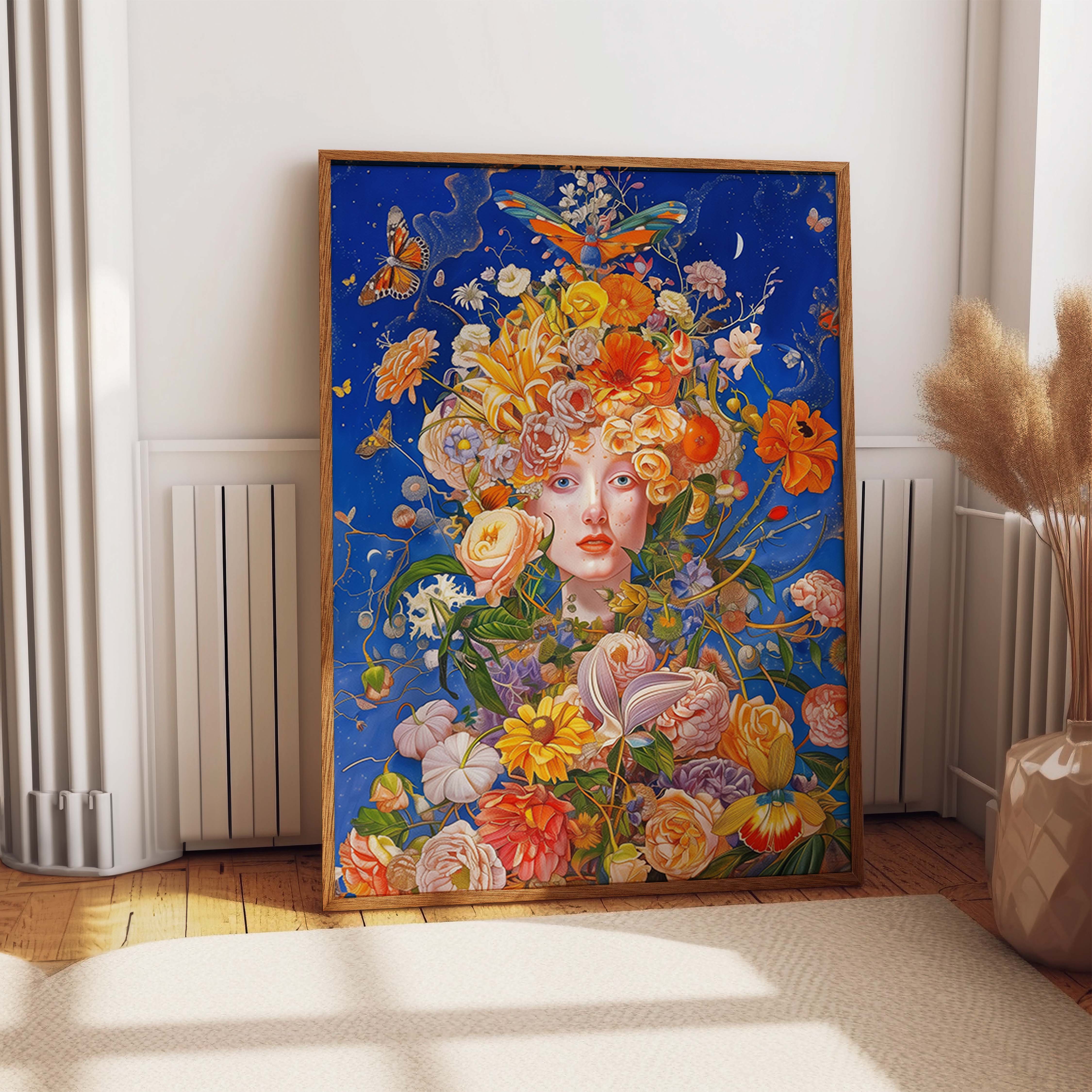 Surreal Floral Portrait Dreamlike Botanical Art Print
