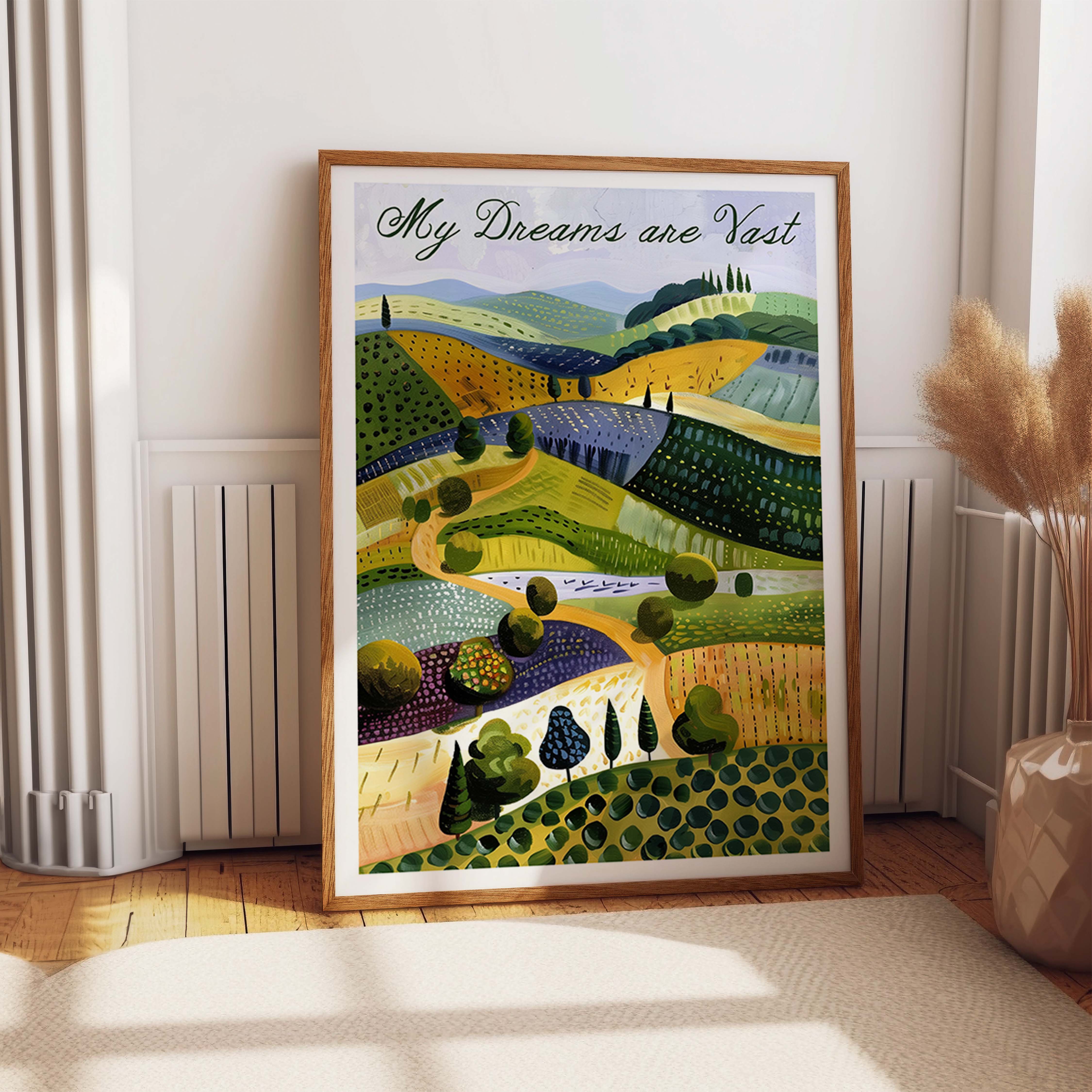 Peaceful Rolling Hills Dreamlike Landscape Art Print