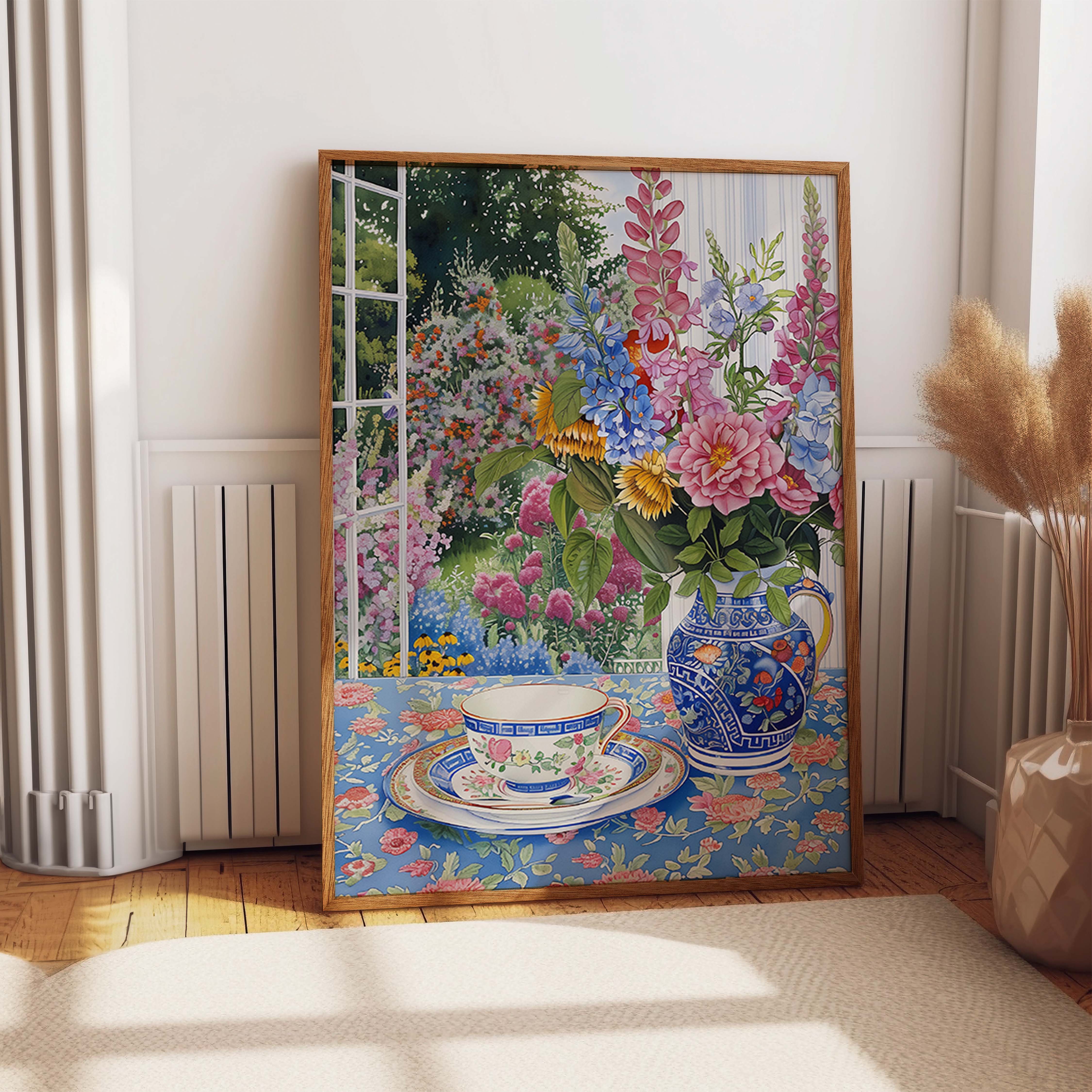Elegant Floral Garden Tea Setting Art Print