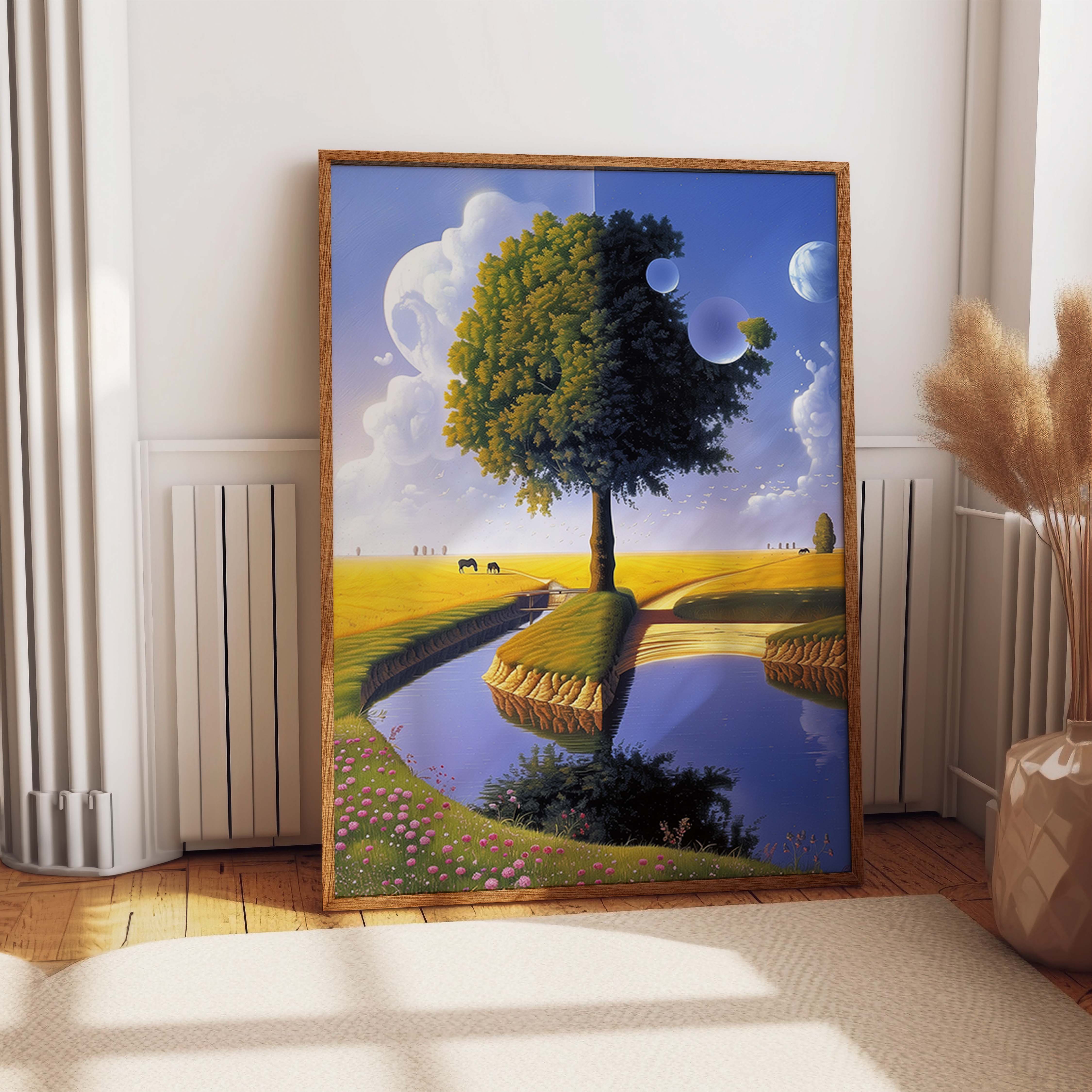 Tree Duality Dreamlike Day Night Print