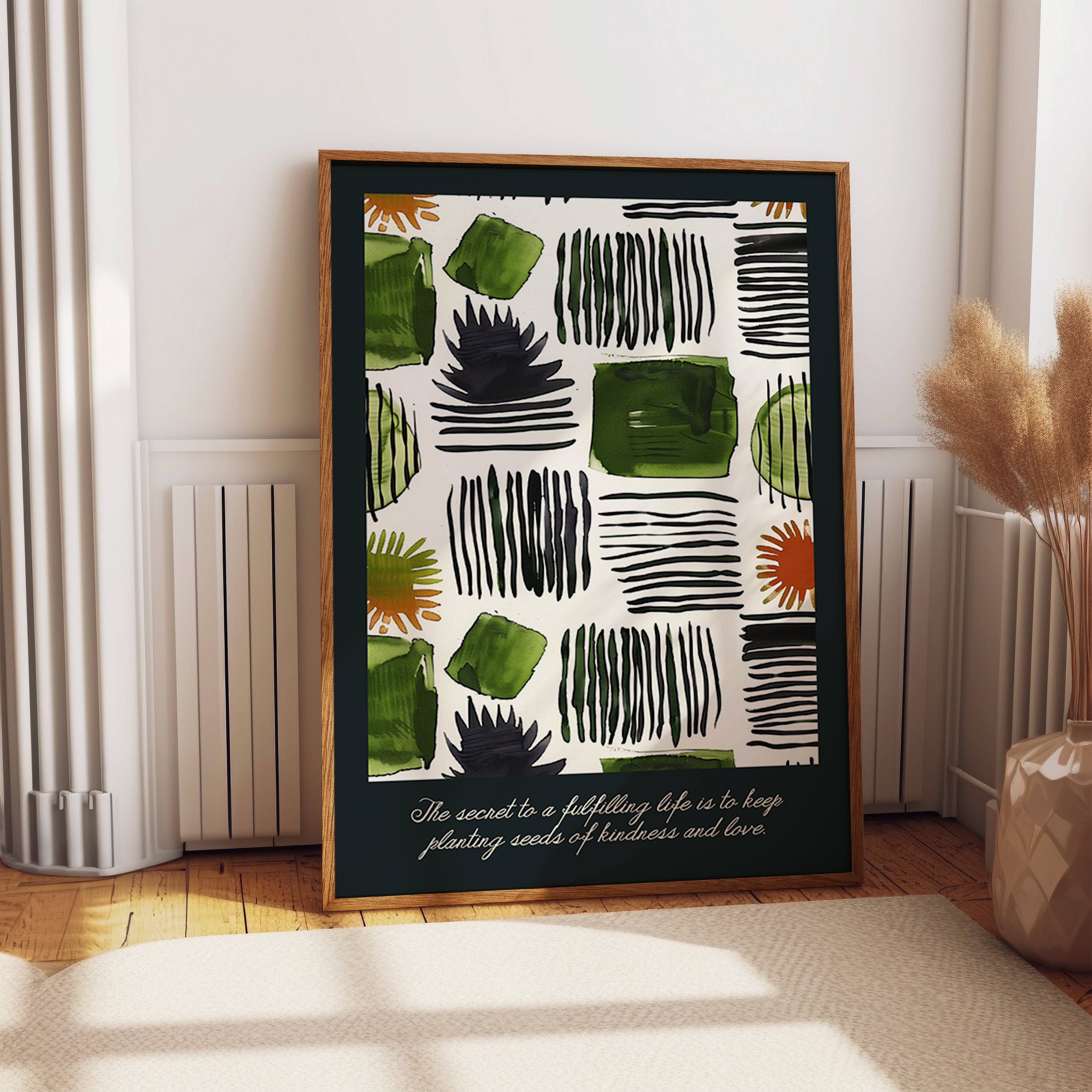 Organic Brush Grid Nature Inspired Pattern Print