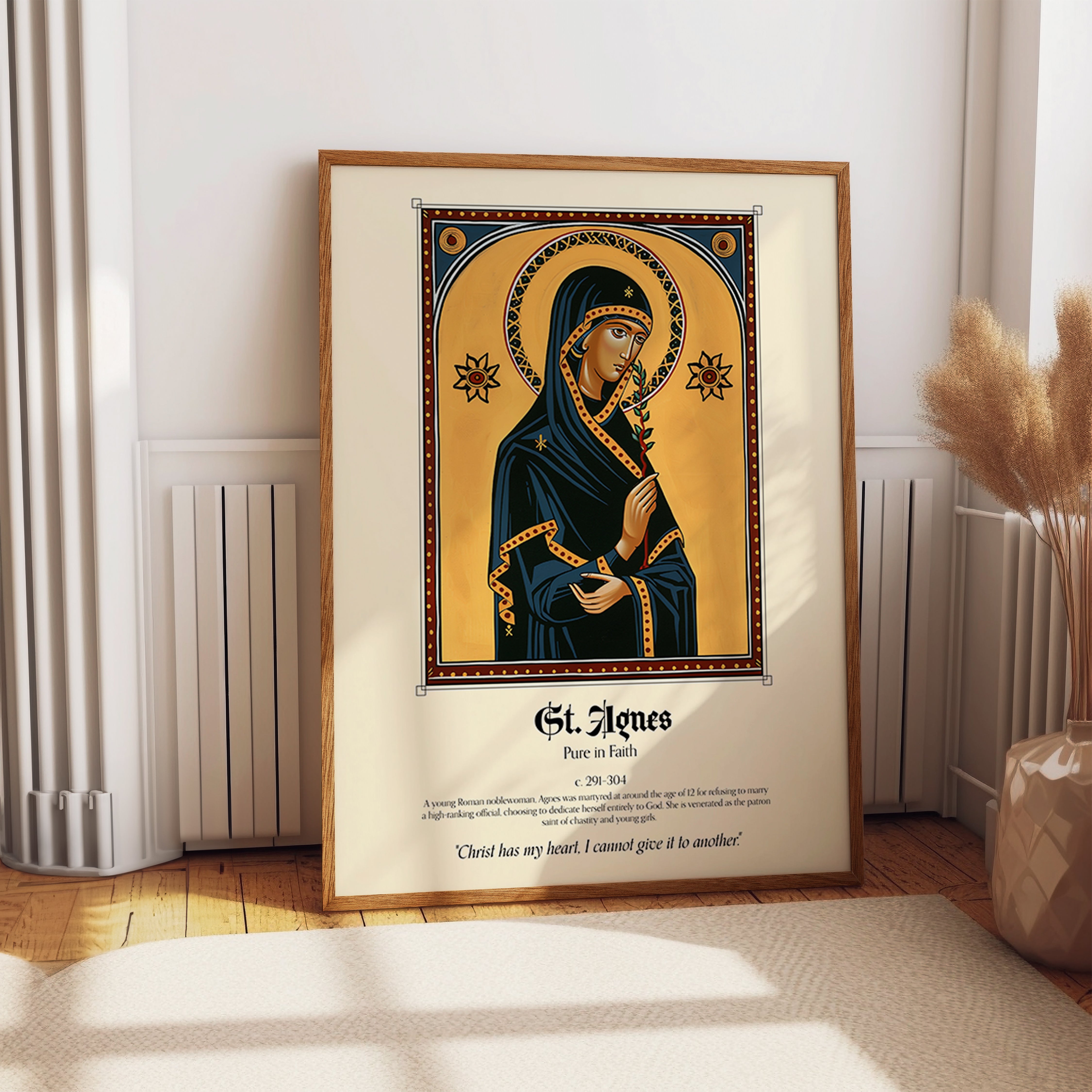St. Agnes Icon Poster – Catholic Saint Martyr Religious Wall Art Print