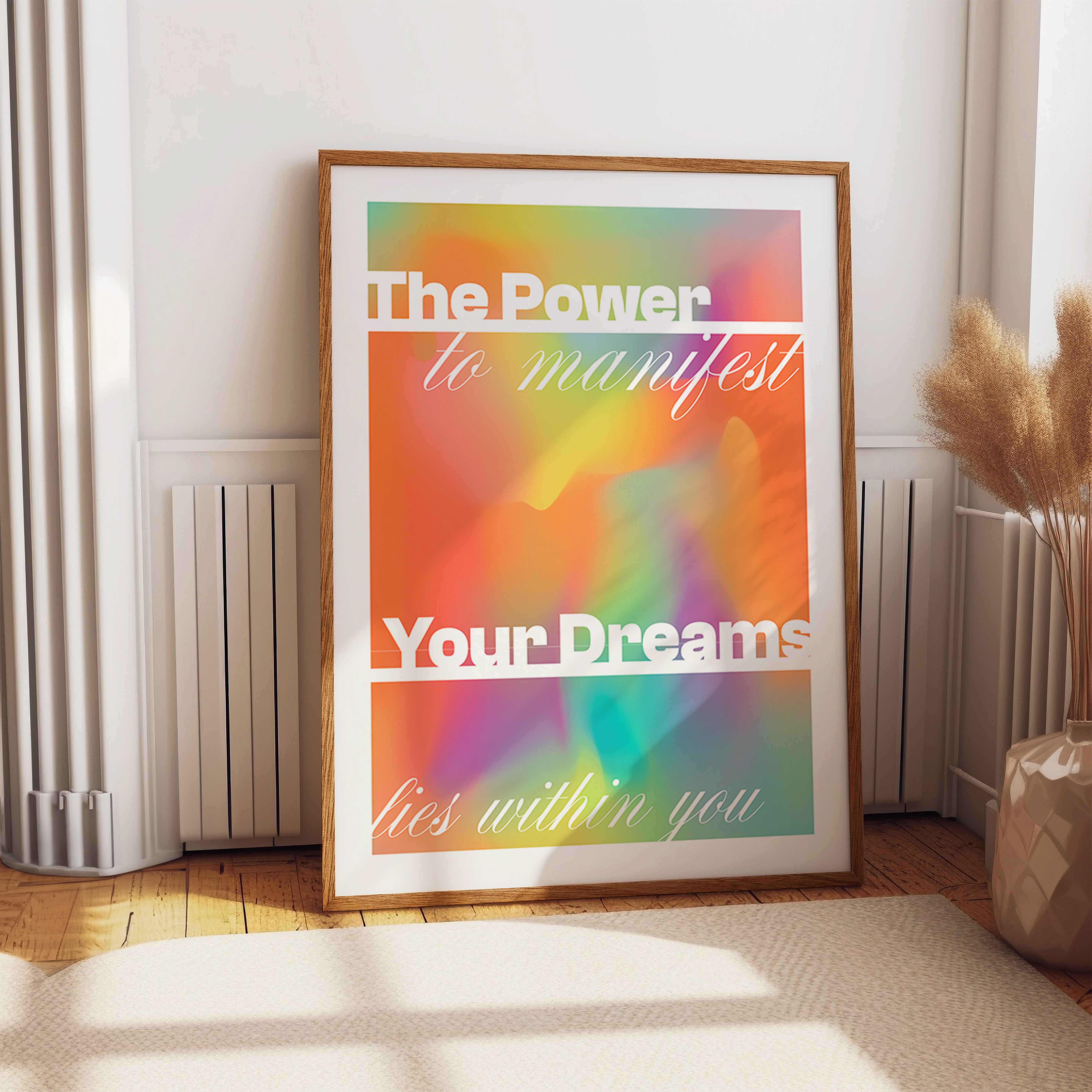 Manifest Your Dreams Poster – Pastel Gradient Inspirational Wall Art Print