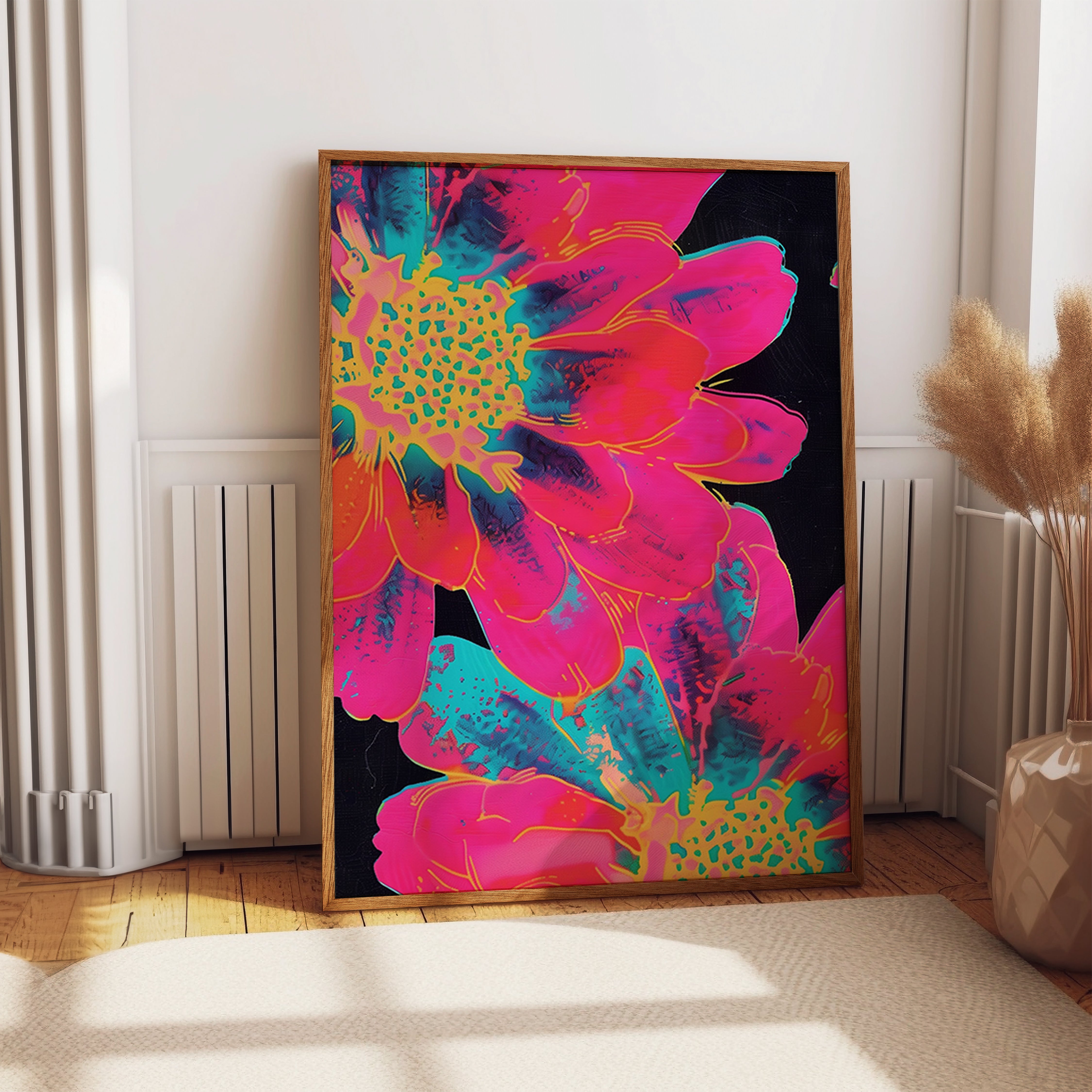 Neon Floral Abstract Print