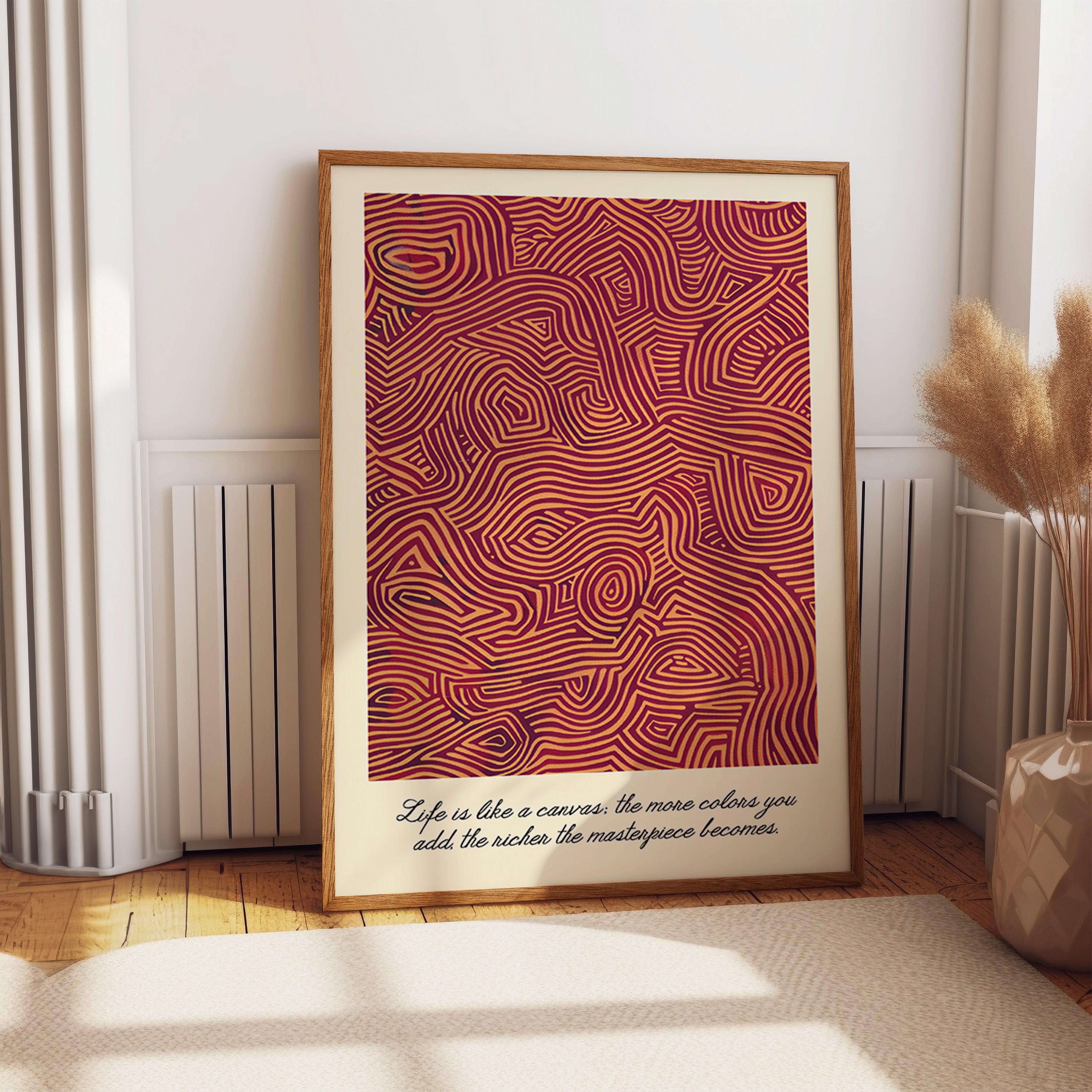 Vivid Abstract Line Maze Modern Pattern Print