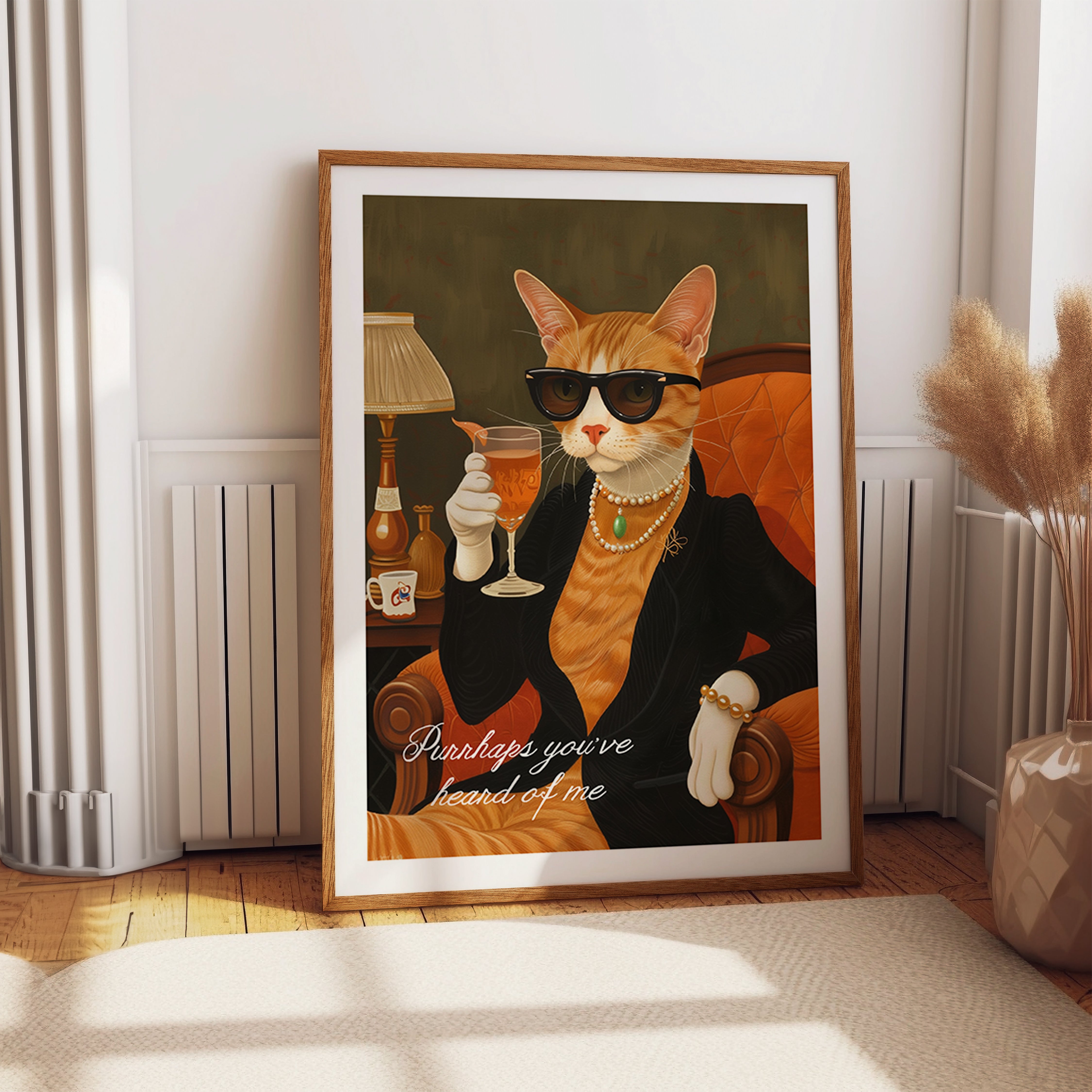 Regal Cat Wall Art Poster – Sophisticated Feline Portrait Print
