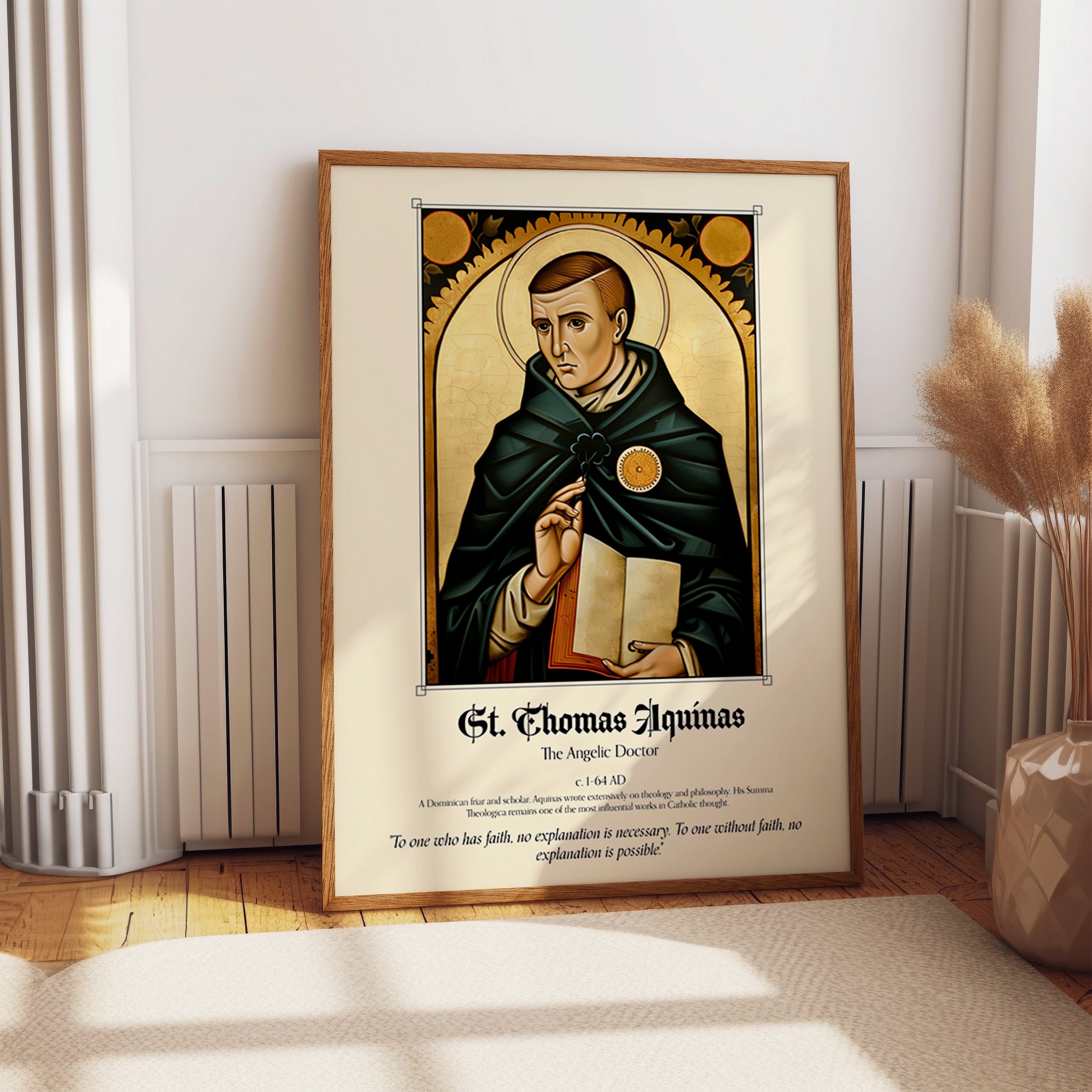 St. Thomas Aquinas Poster – Dominican Theologian Catholic Icon Wall Art Print