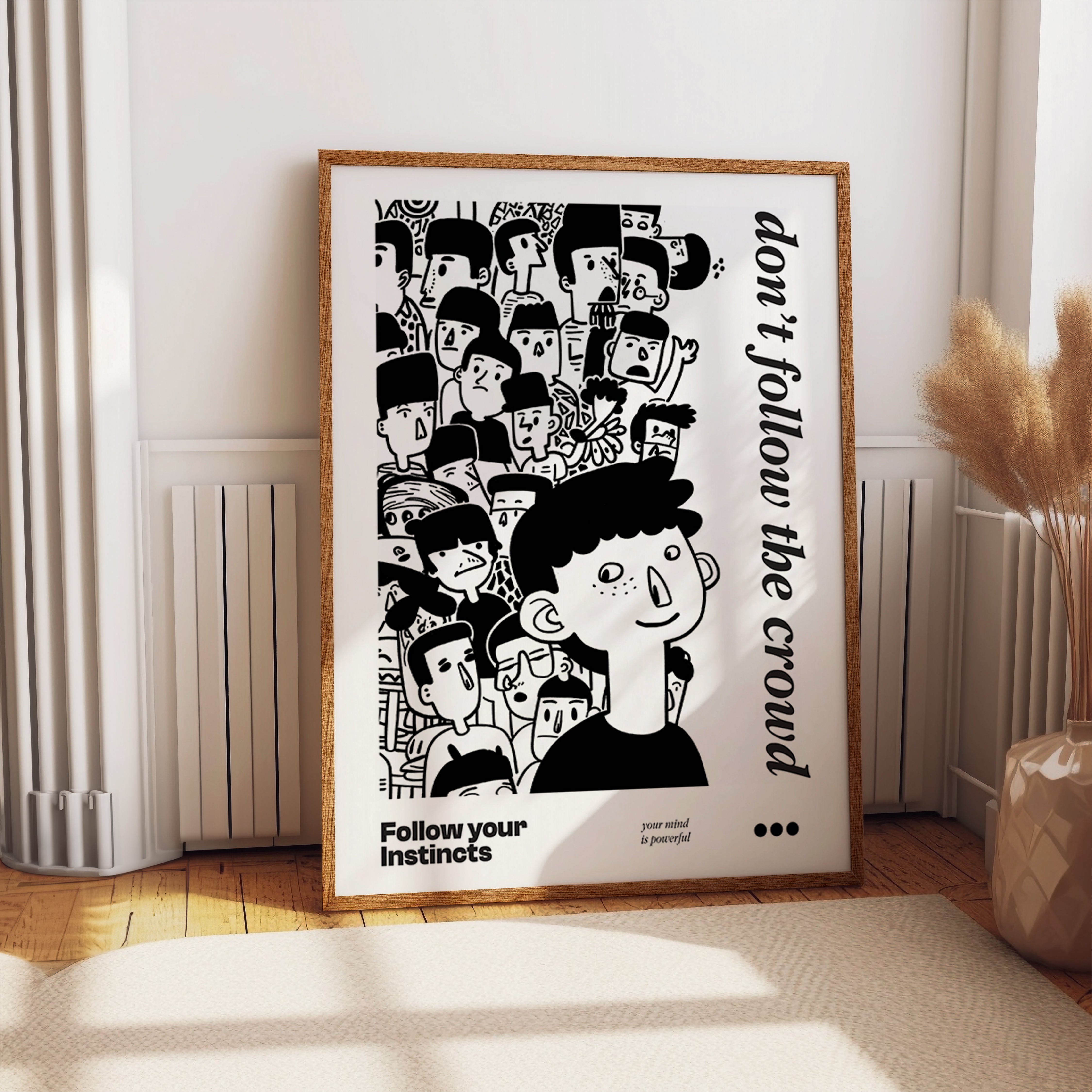 Don’t Follow the Crowd Poster – Bold Individuality Black and White Art Print