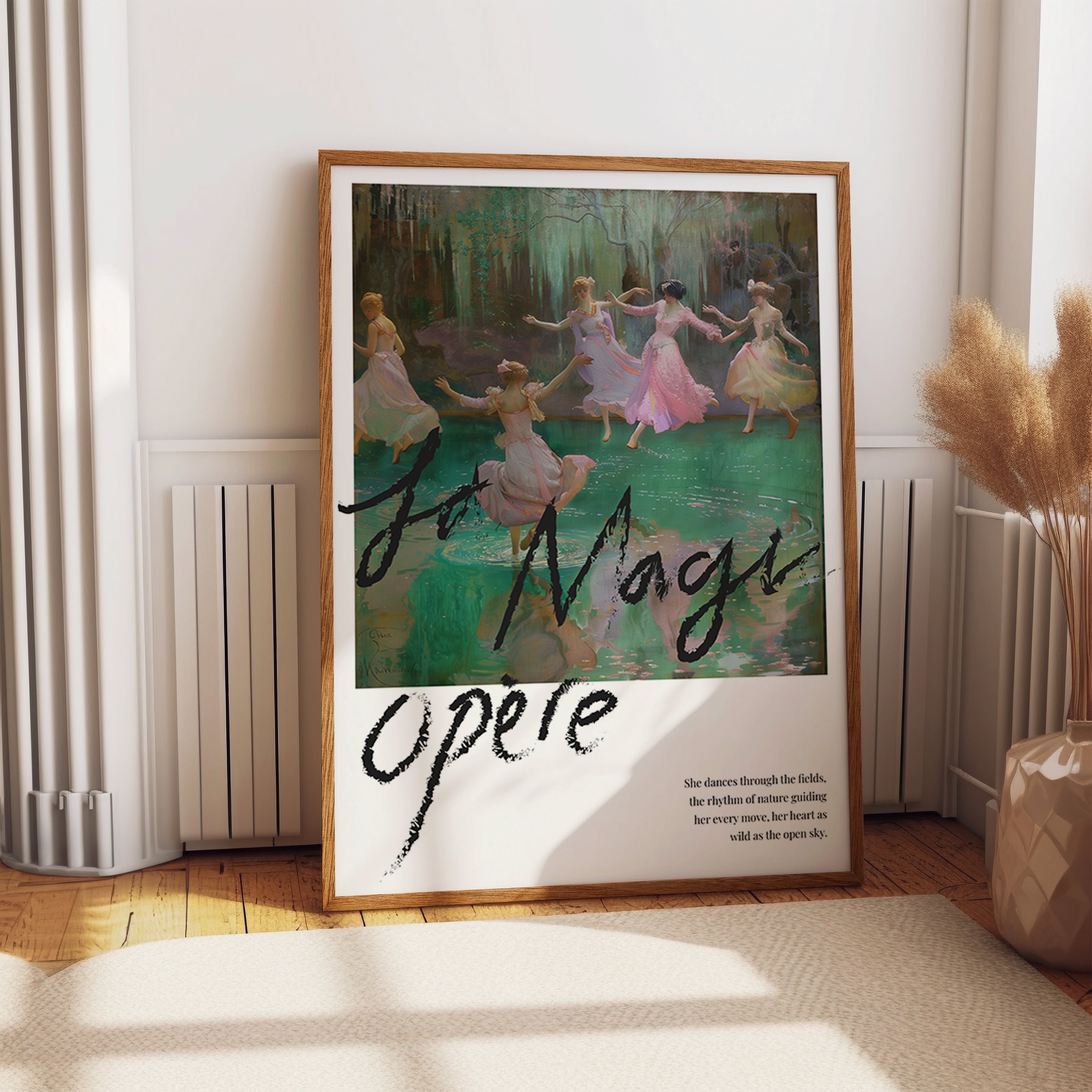 Dancing Women by Water Poster - Dreamy Rococo Nature Scene Print