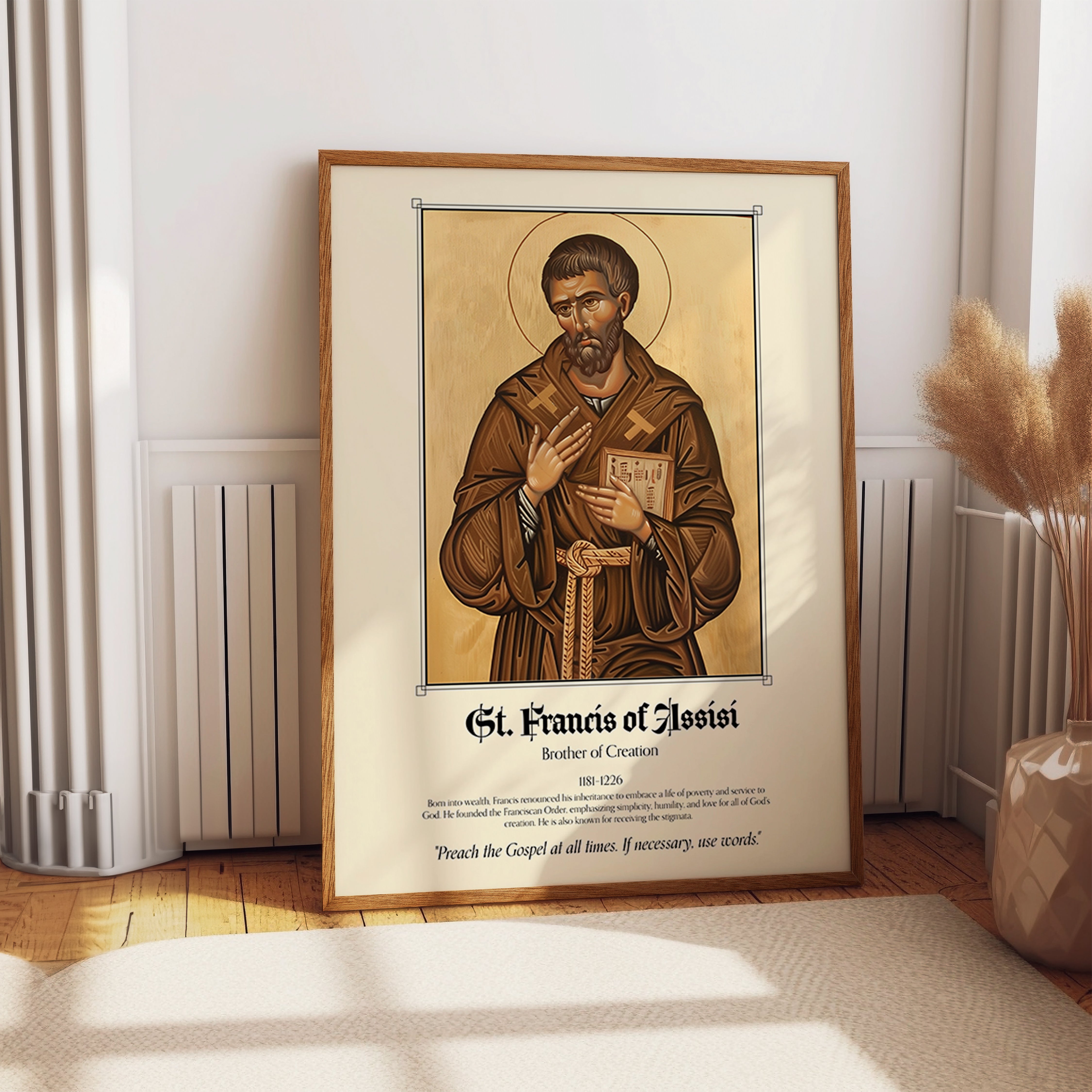 St. Francis of Assisi Poster – Franciscan Monk Religious Icon Wall Art Print