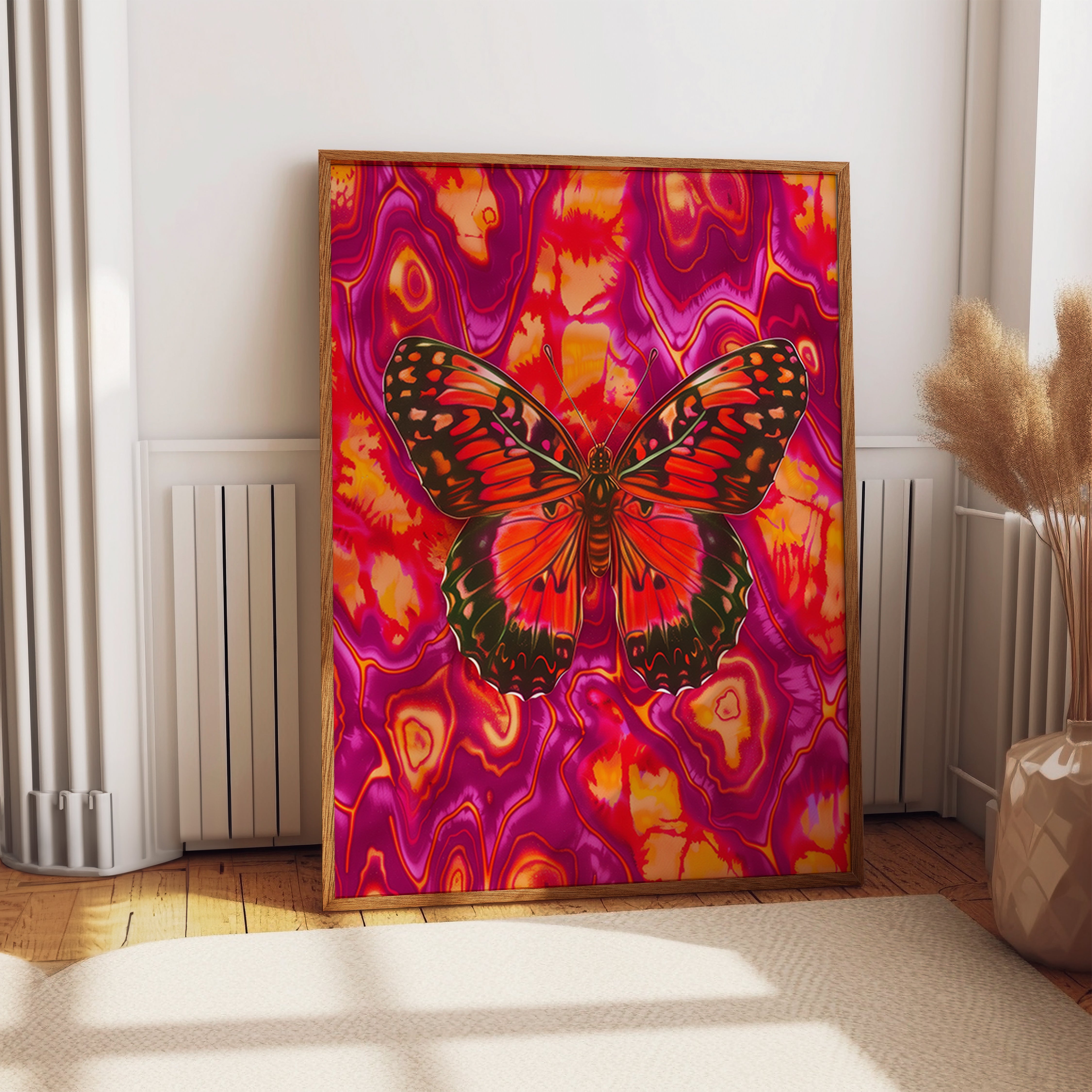 Neon Butterfly Abstract Print