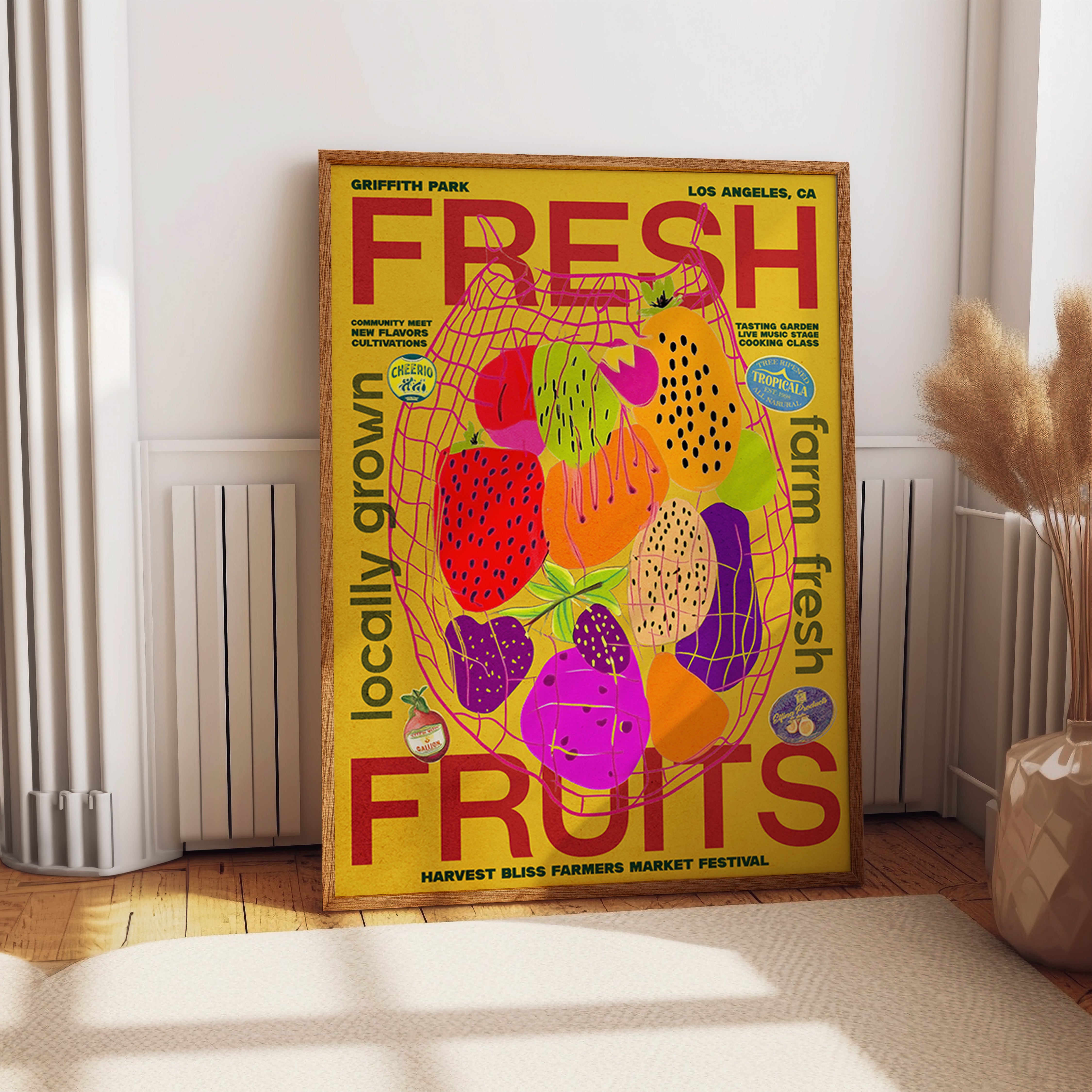 Colorful Tropical Fruit Market Festival Print