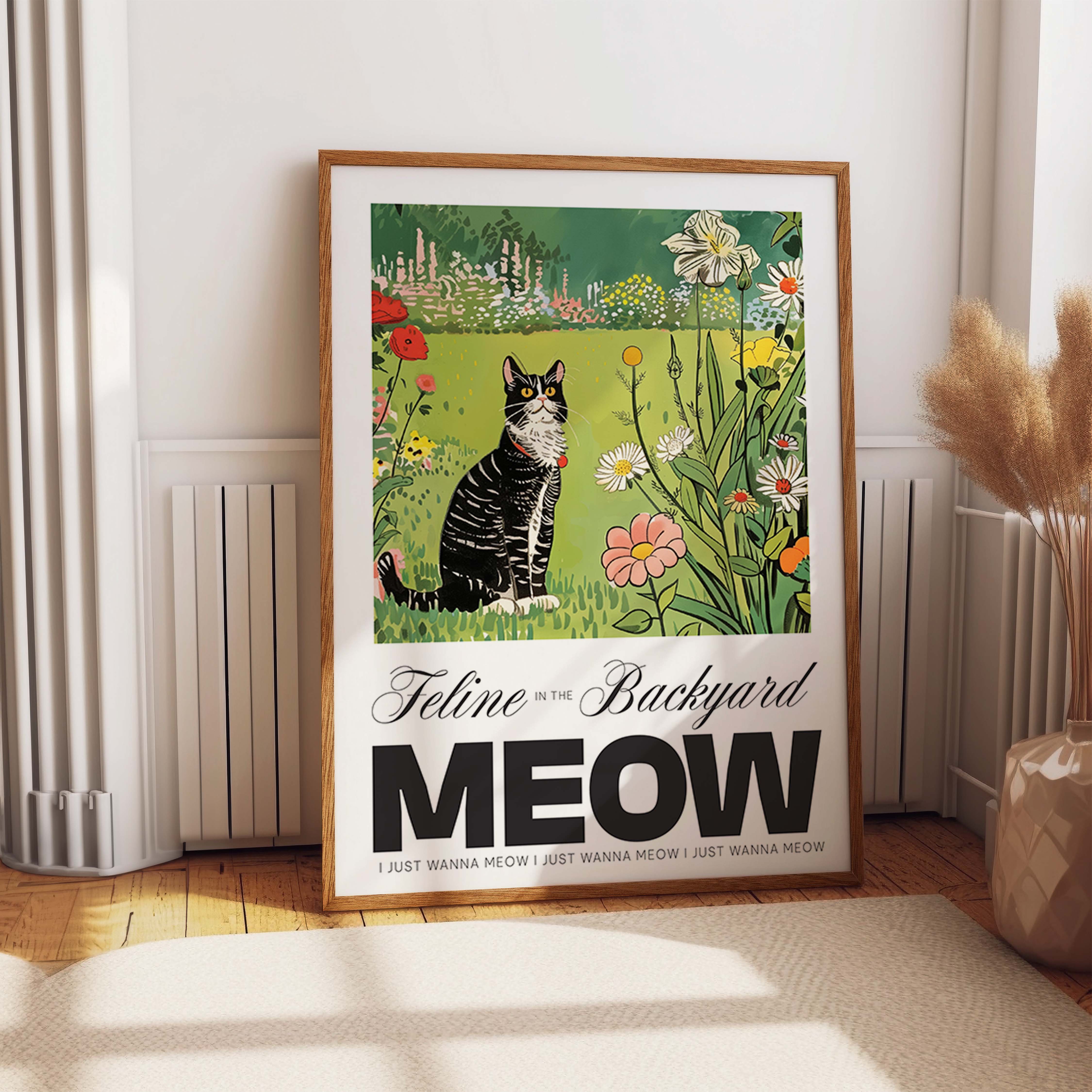 Classic Feline Cat Garden Wall Art Print