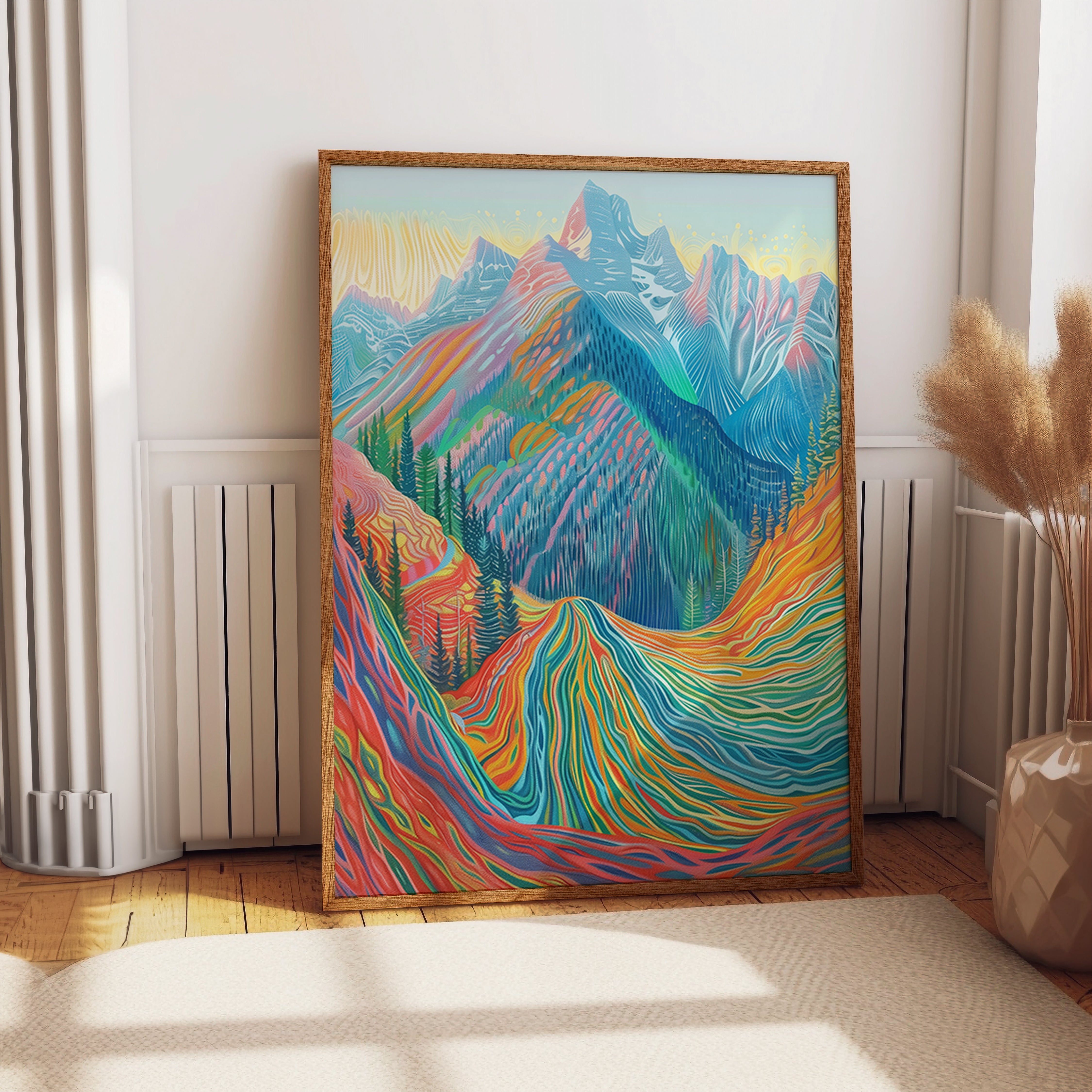 Vibrant Abstract Mountain Print