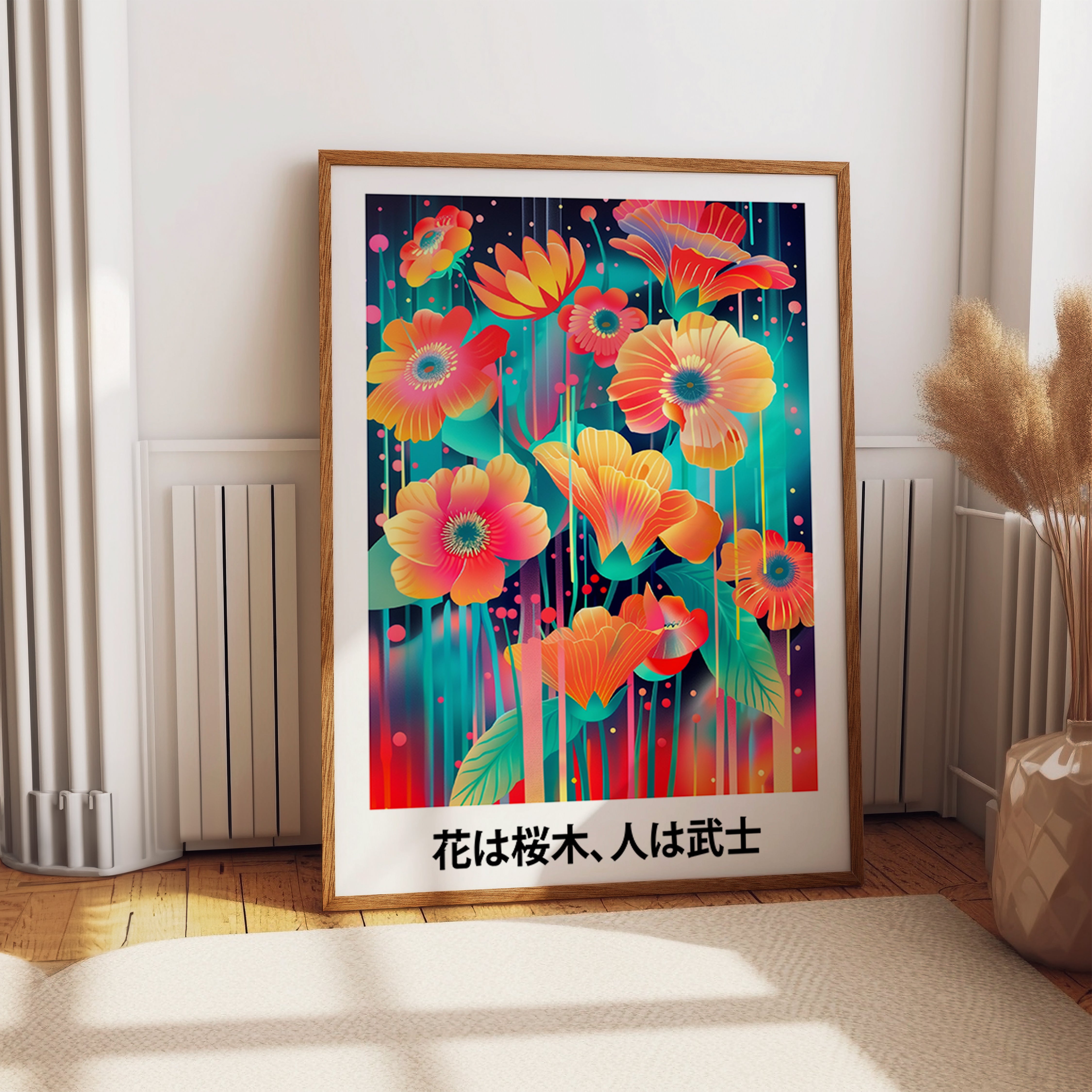 Neon Floral Garden Print