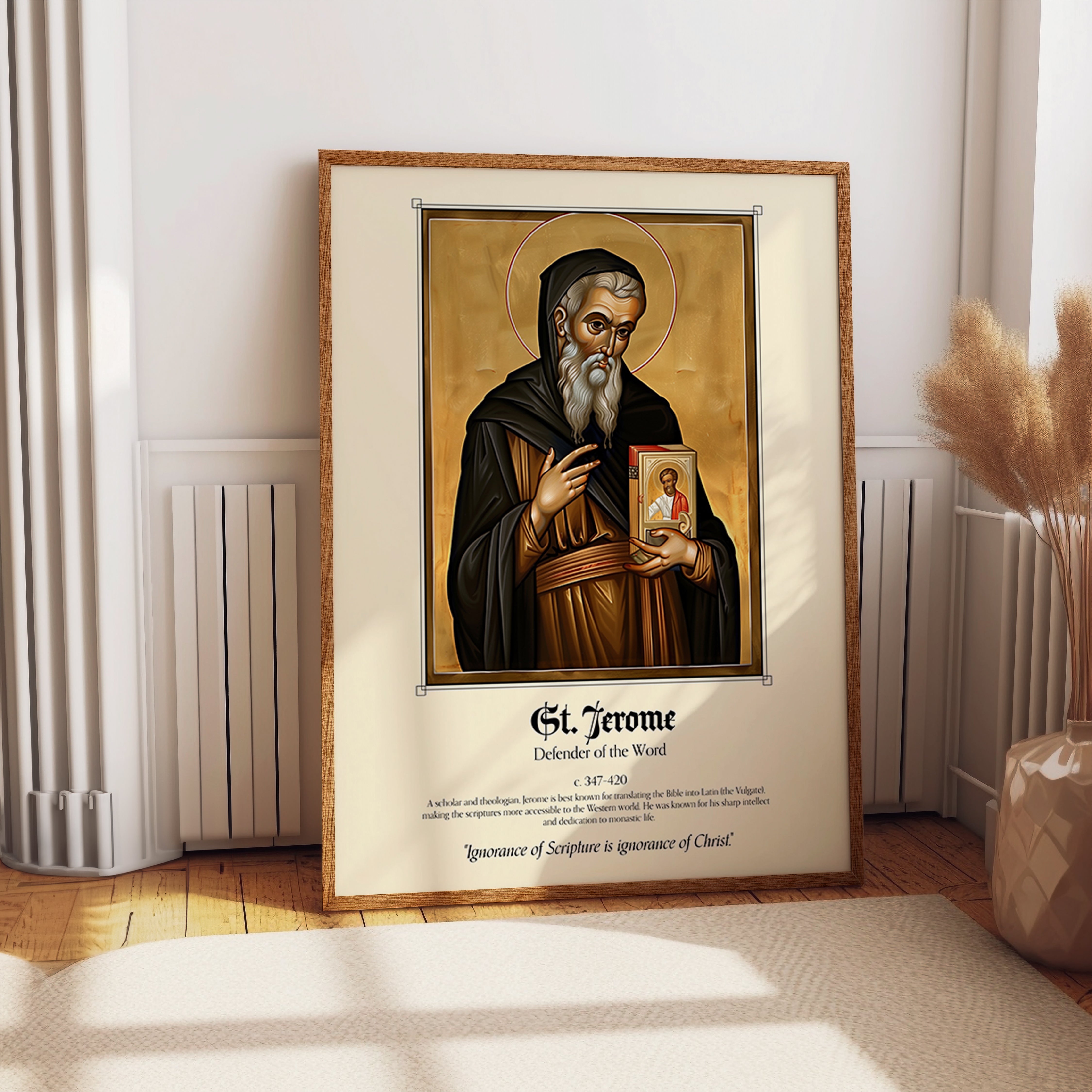 St. Jerome Icon Poster – Bible Translator Christian Theologian Wall Art Print
