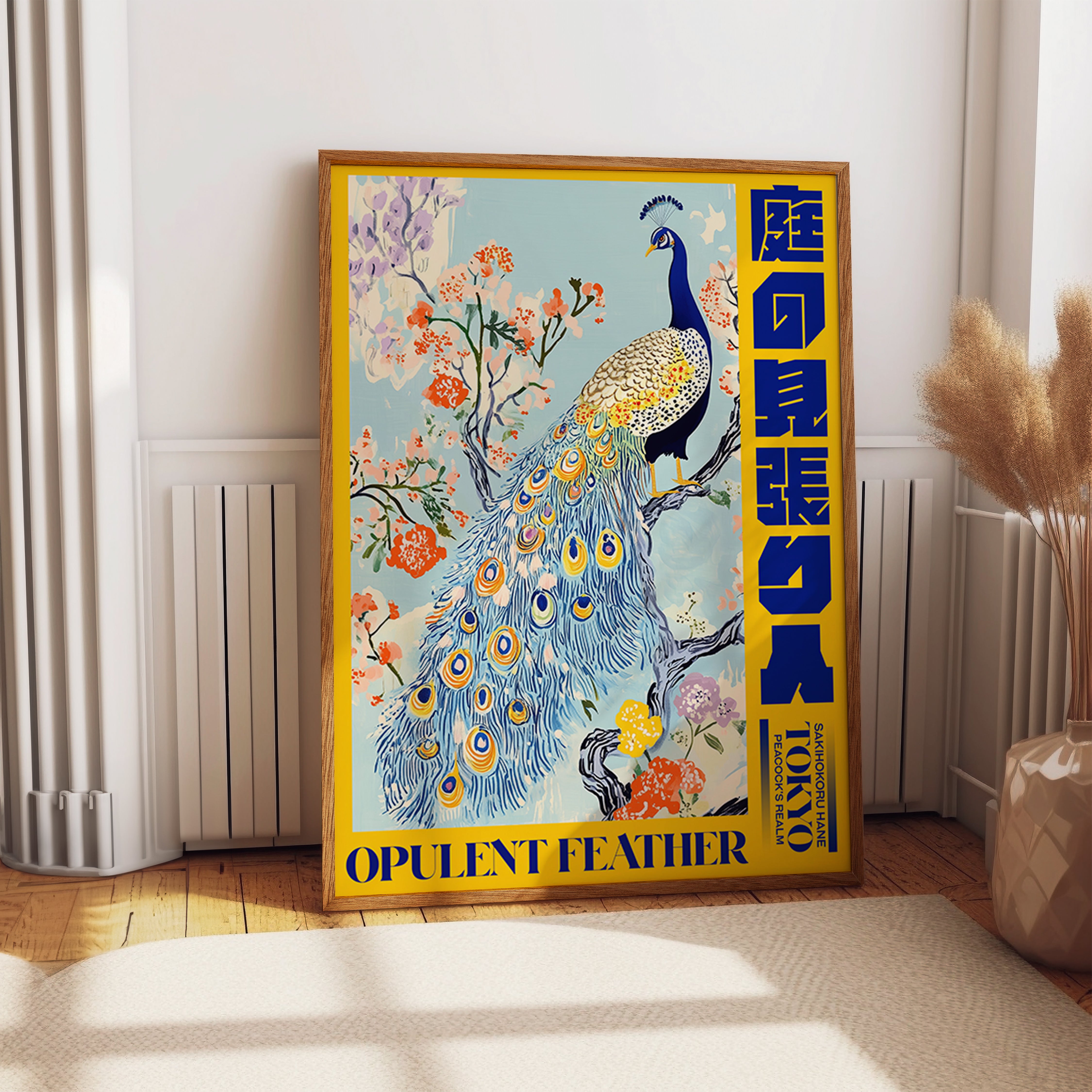 Regal Peacock Amid Blossoms Wall Art Print