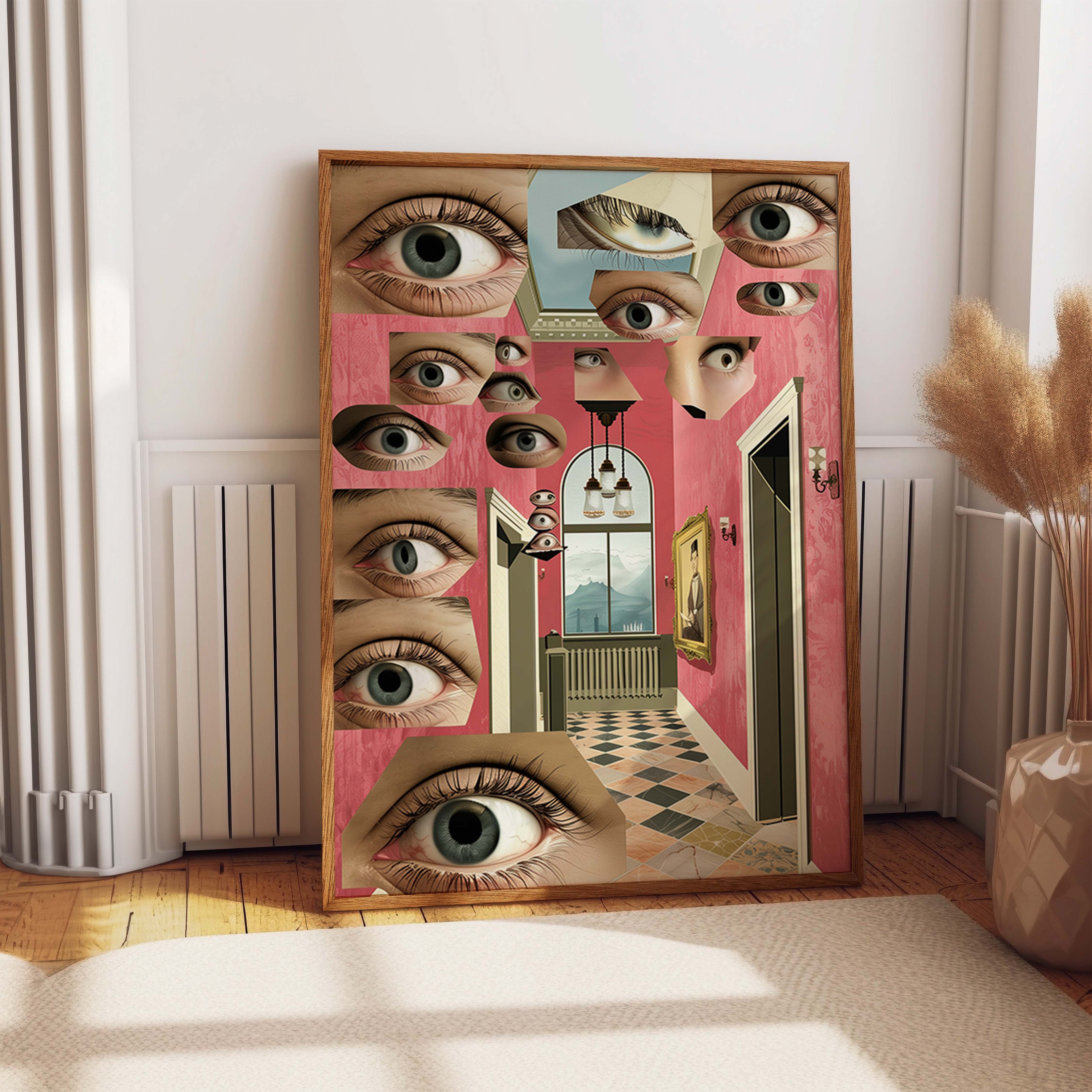 Hallway Eyes Collage Conceptual Art Print