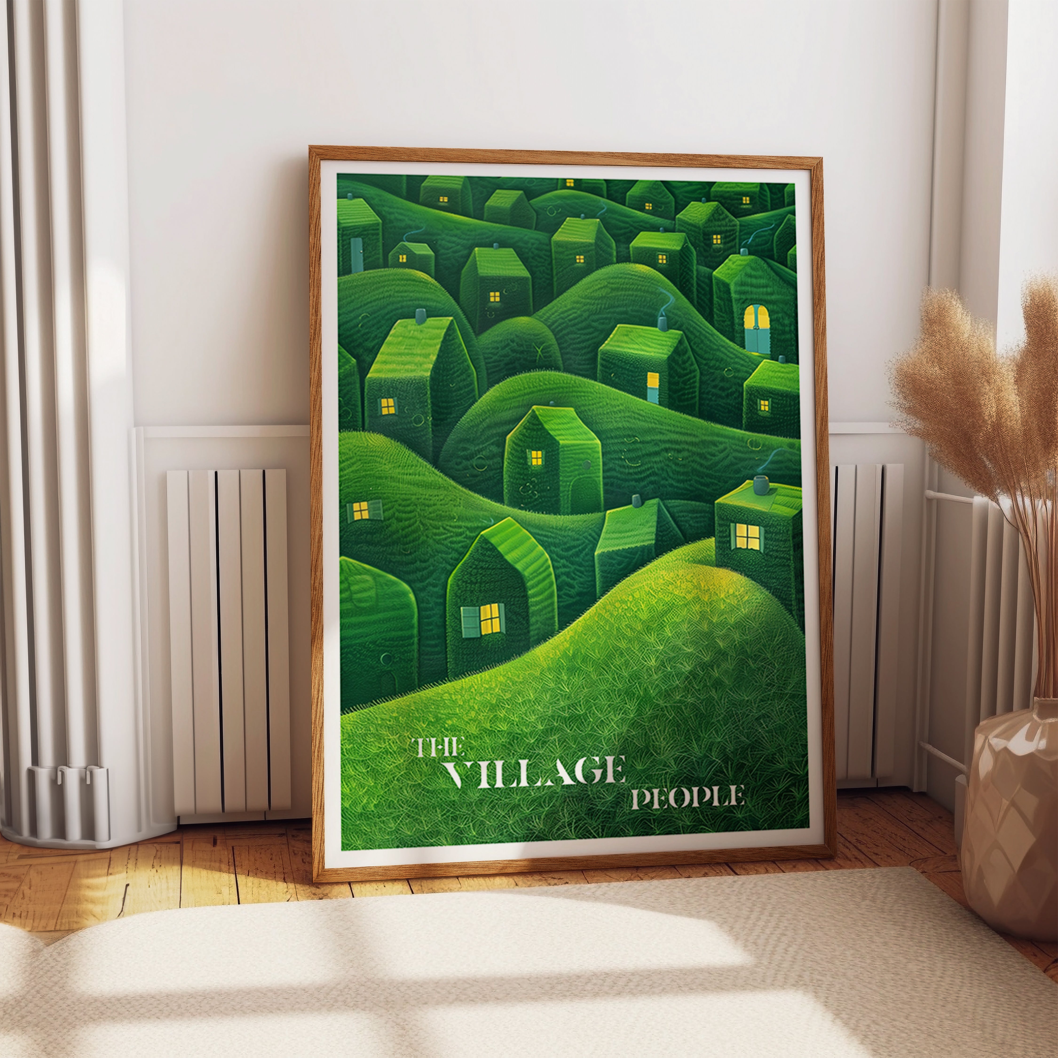 The Village People Green Hillside Art Print