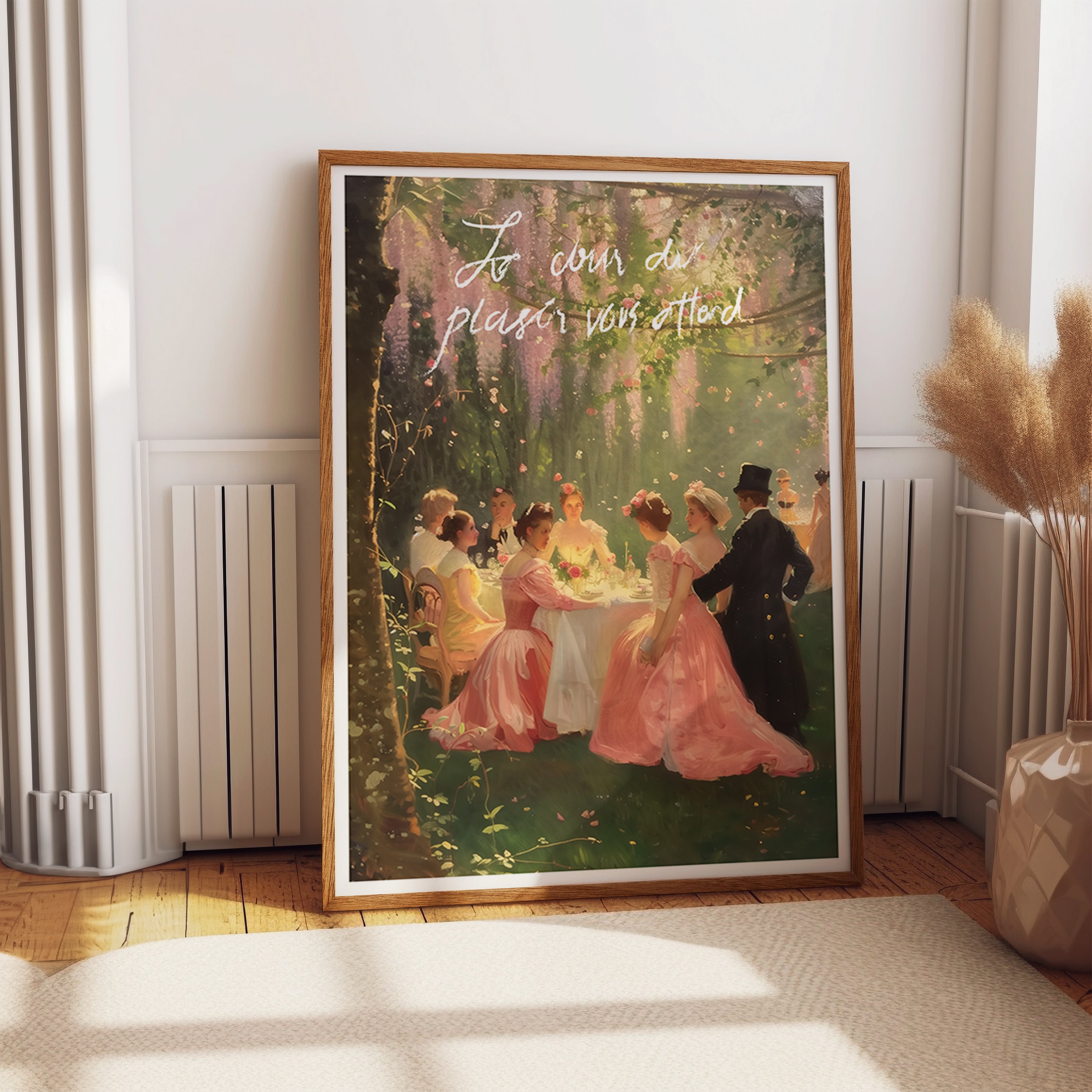 Garden Party in Bloom Poster - Rococo Outdoor Dining Scene Print