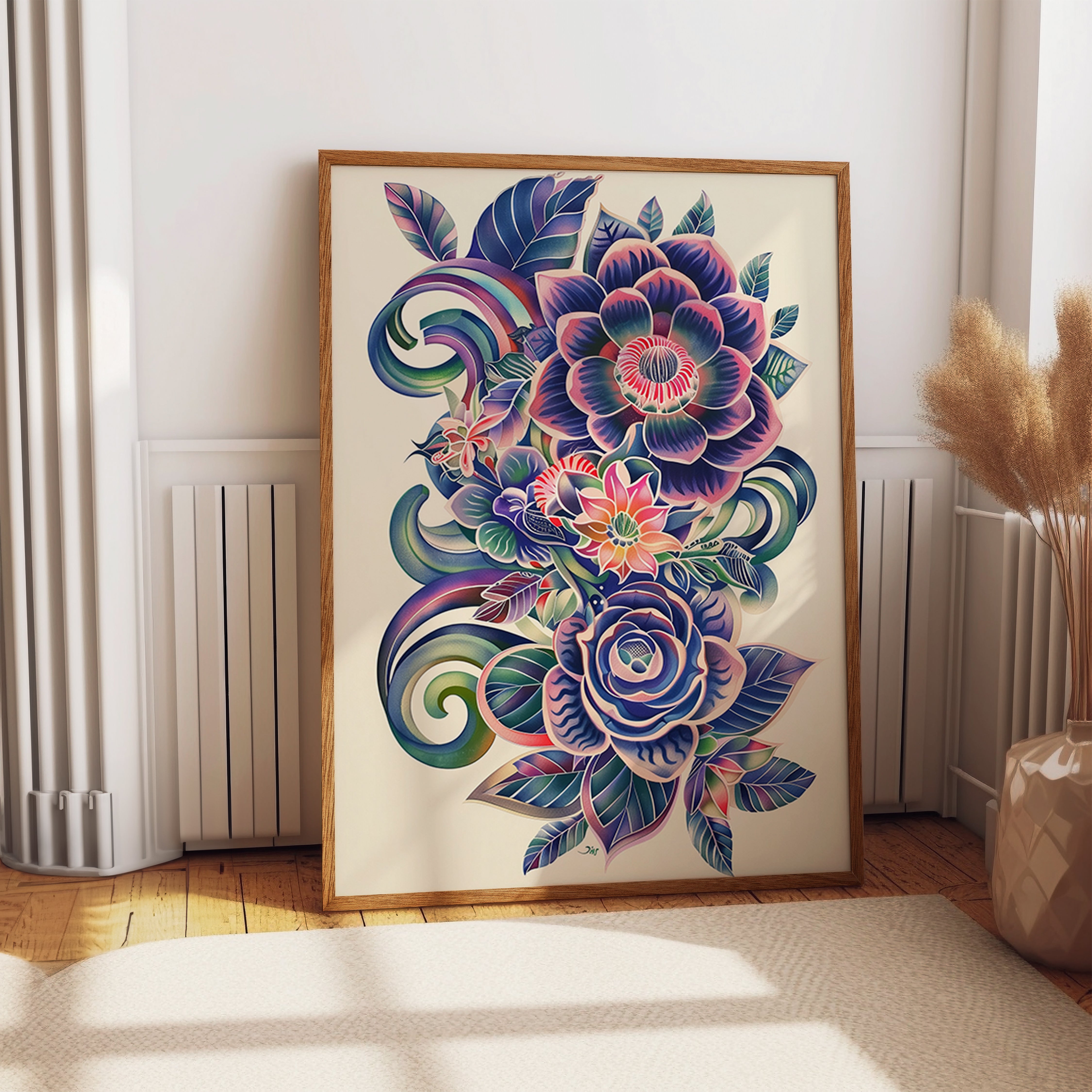 Vibrant Botanical Tattoo Print
