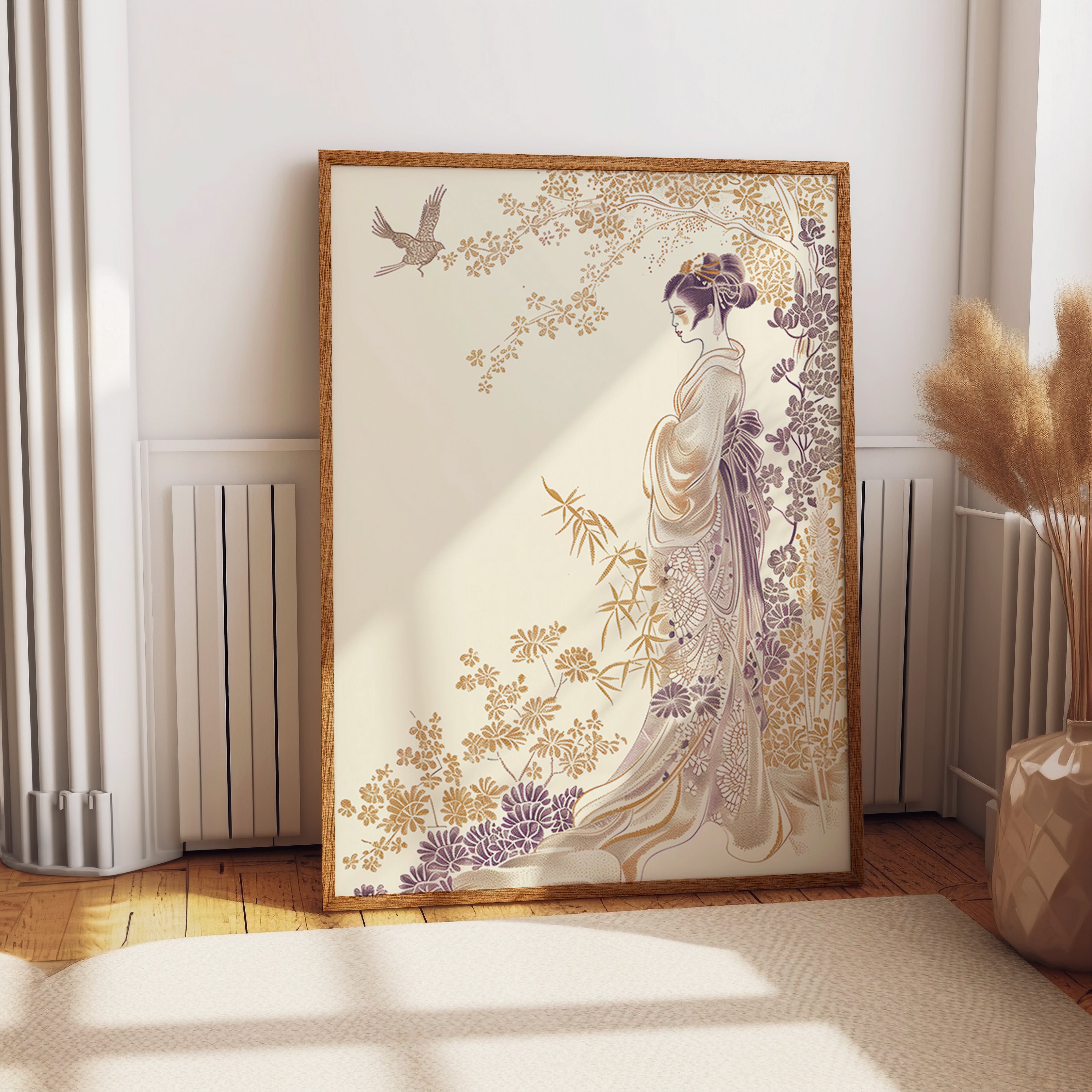 Elegant Geisha Floral Print