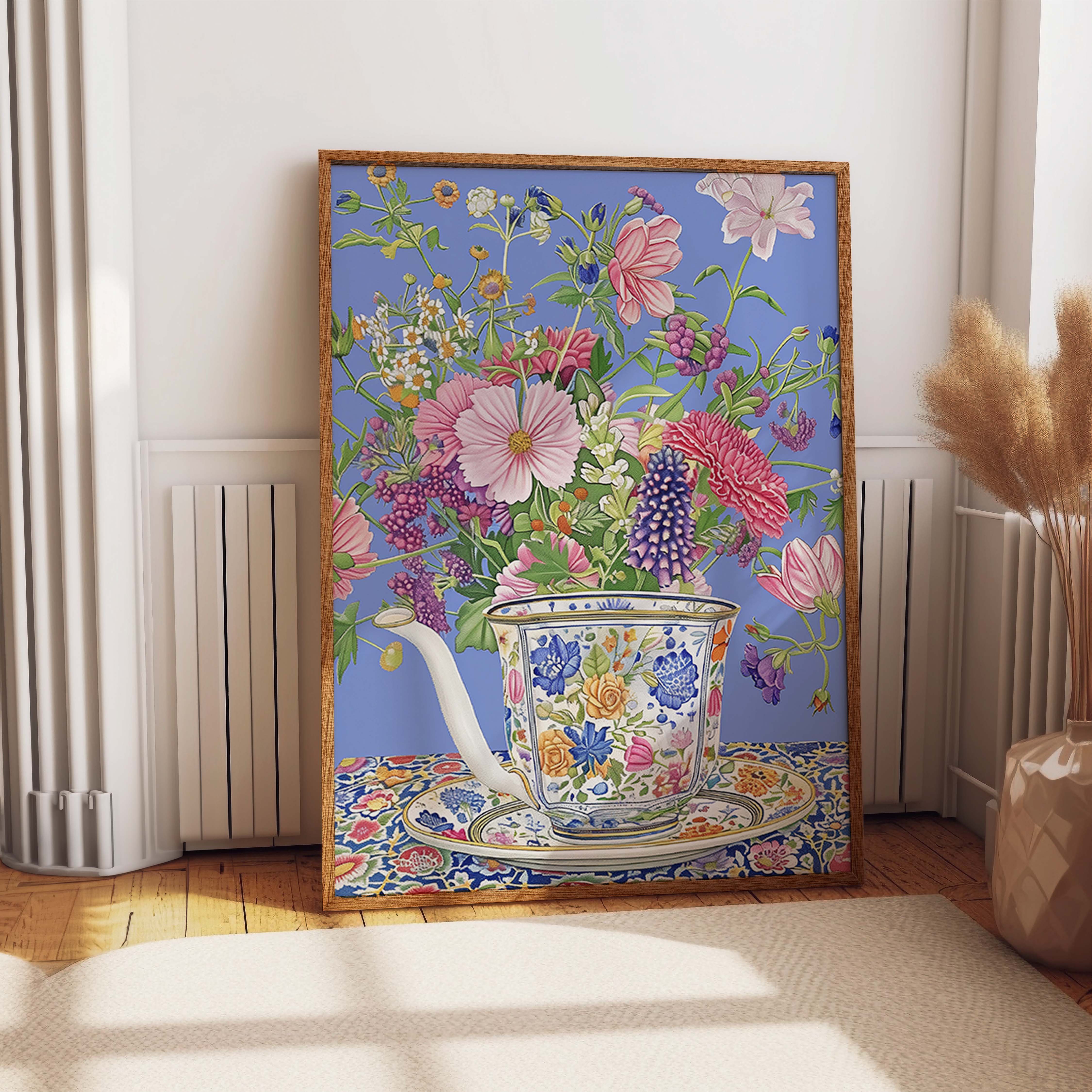 Wildflower Bouquet in Floral Teacup Art Print