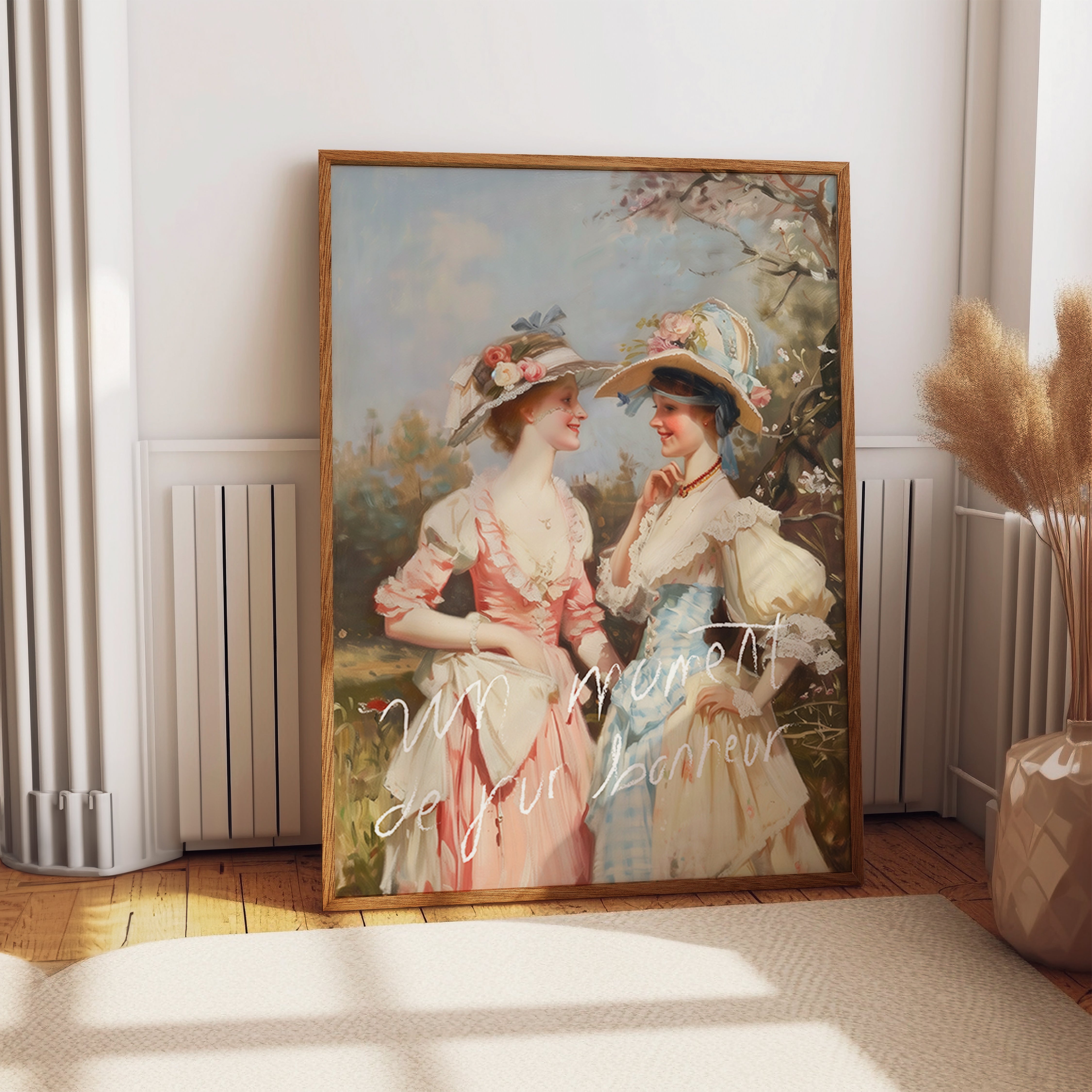 Rococo Women in Garden Poster - Romantic French Retro Style Print