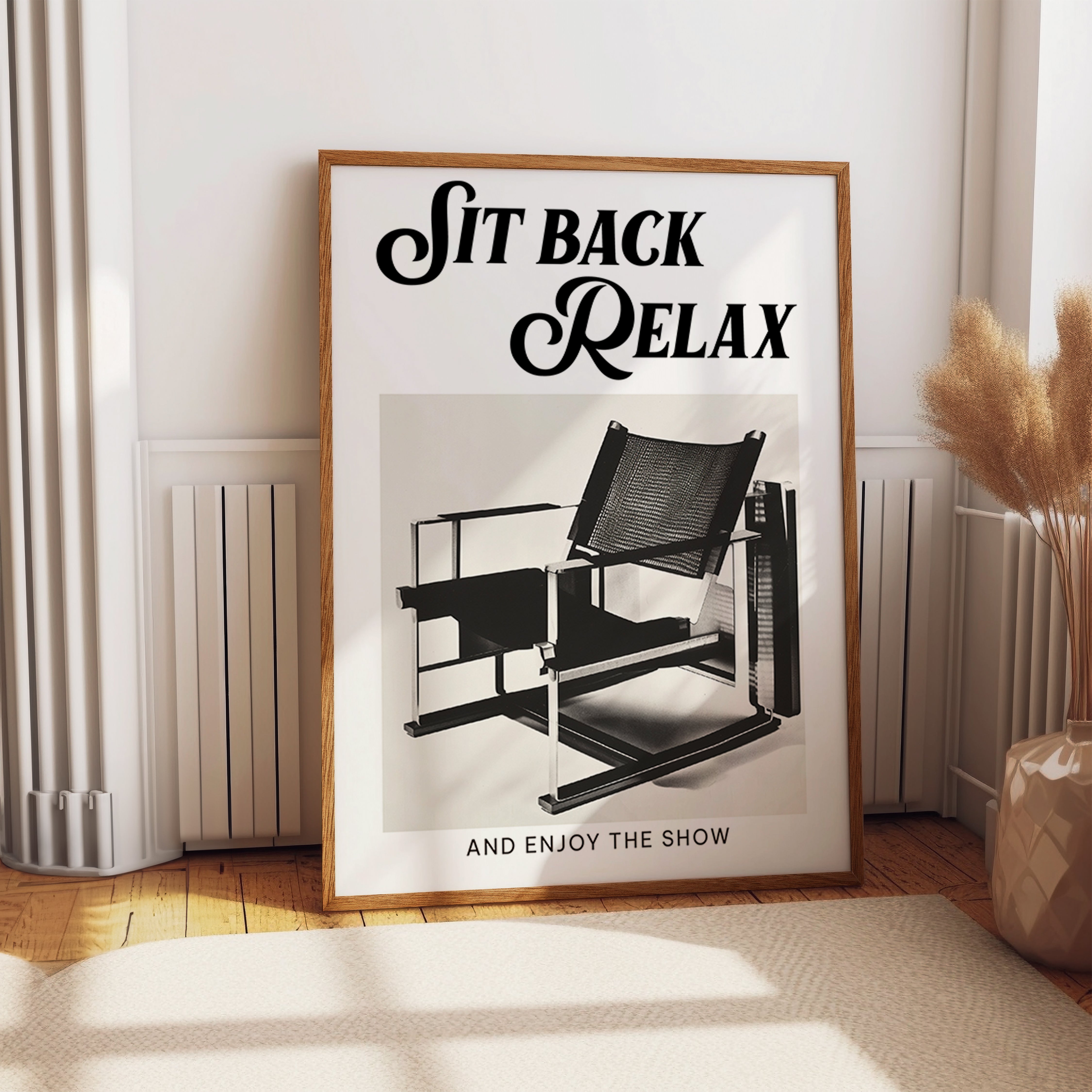 Bauhaus Style Chair With Retro Typography Print