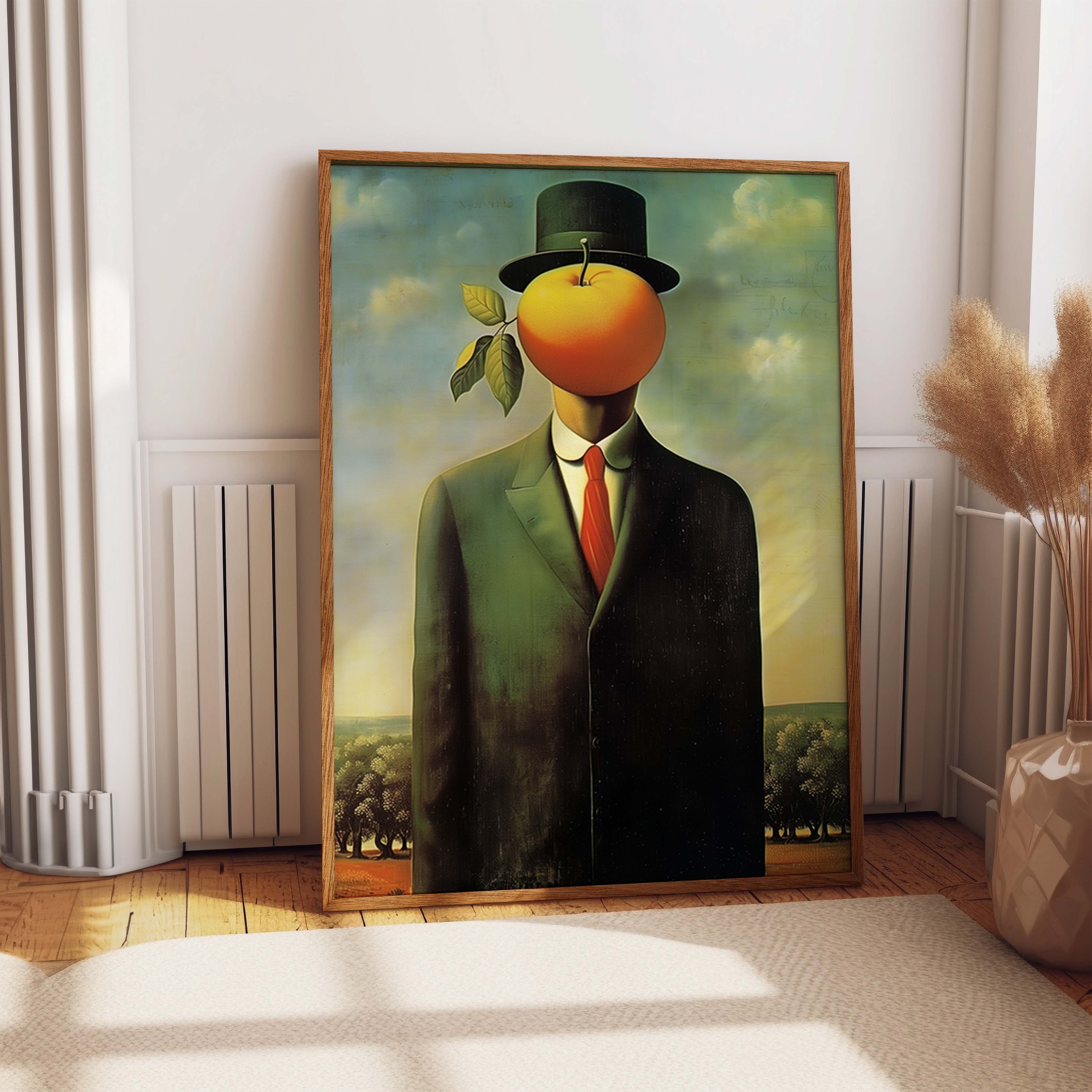 Surreal Apple-Faced Man Classic Art Print