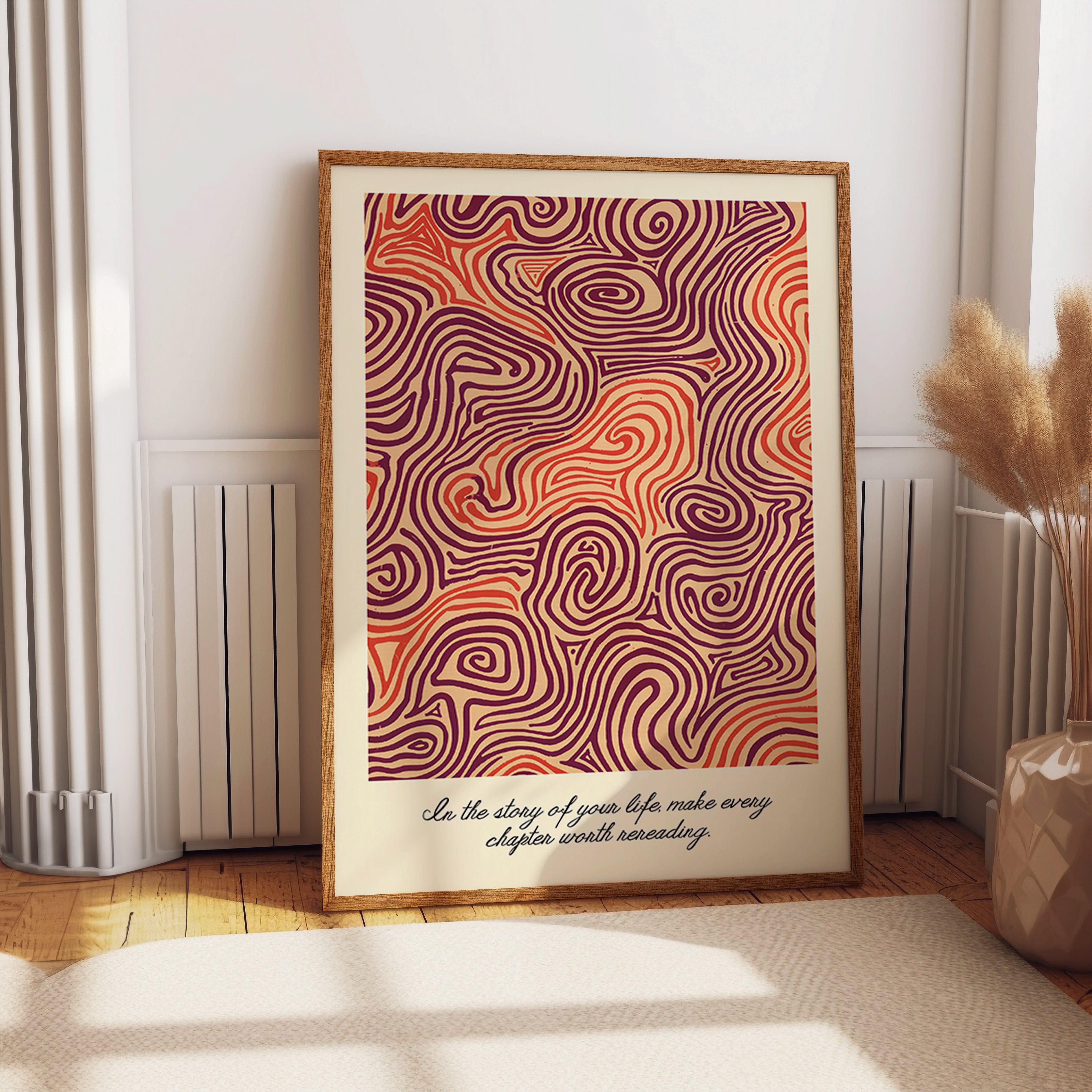 Flowing Spirals Warm Abstract Pattern Print