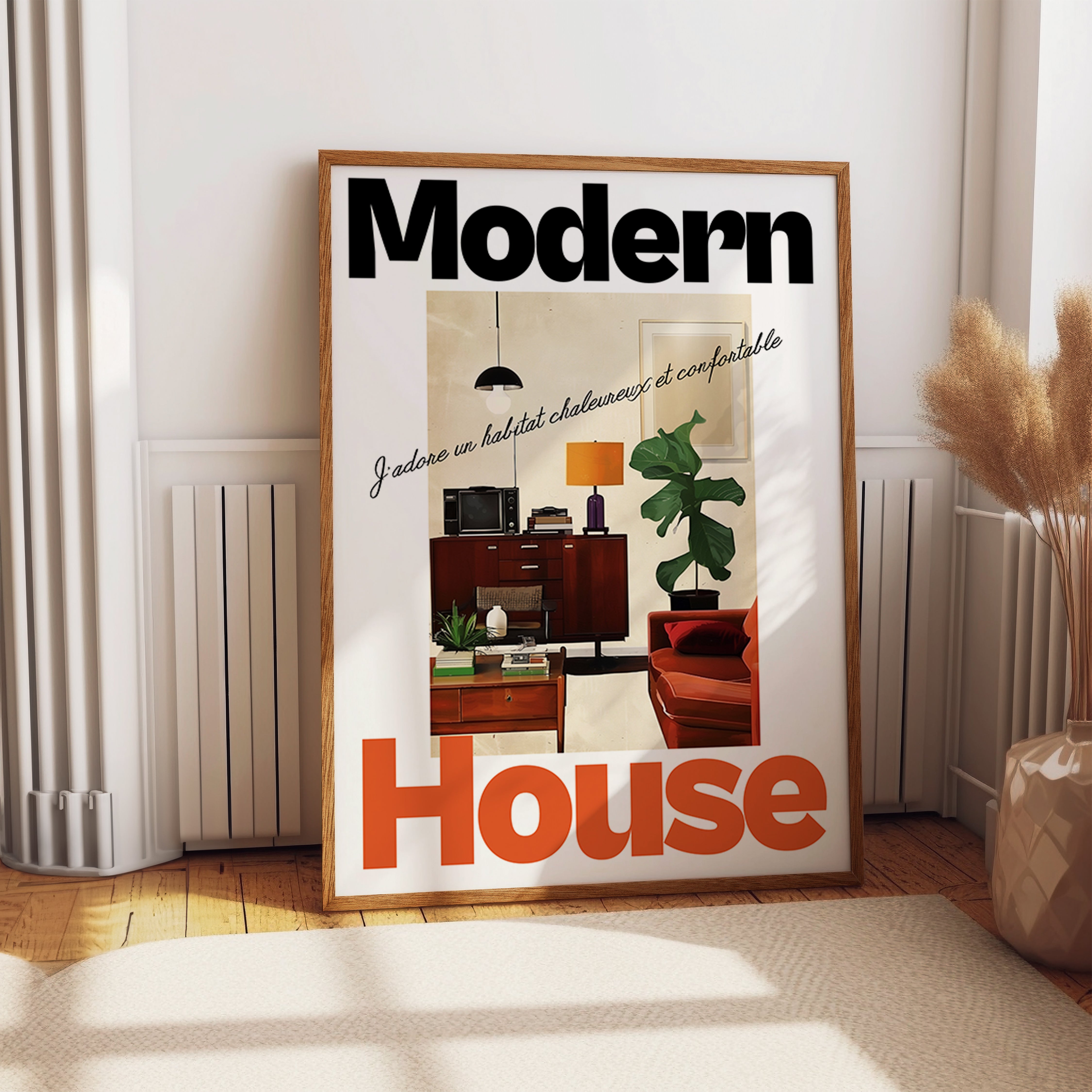 Warm Mid-Century Living Room Art Print