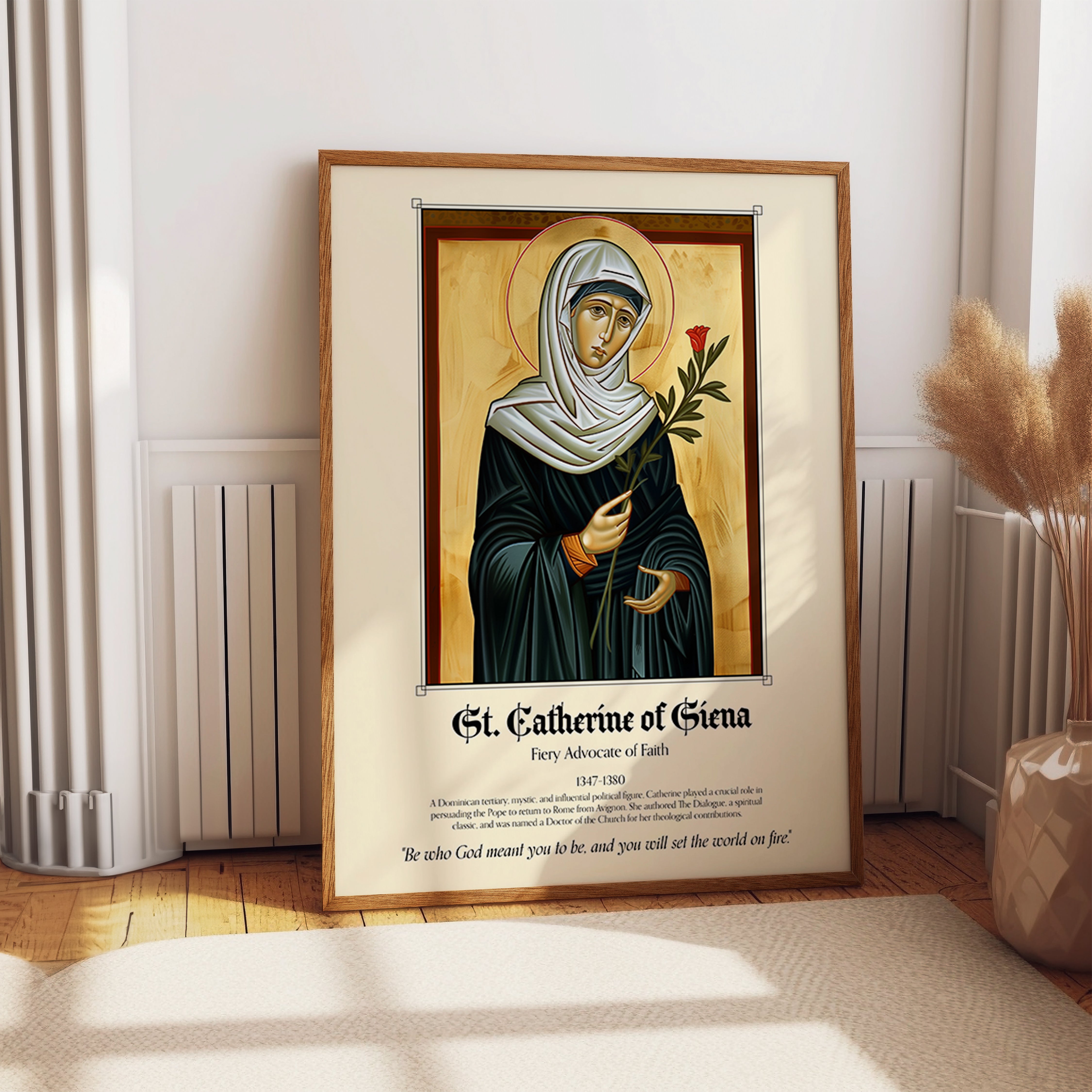St. Catherine of Siena Poster – Dominican Mystic Catholic Icon Wall Art Print