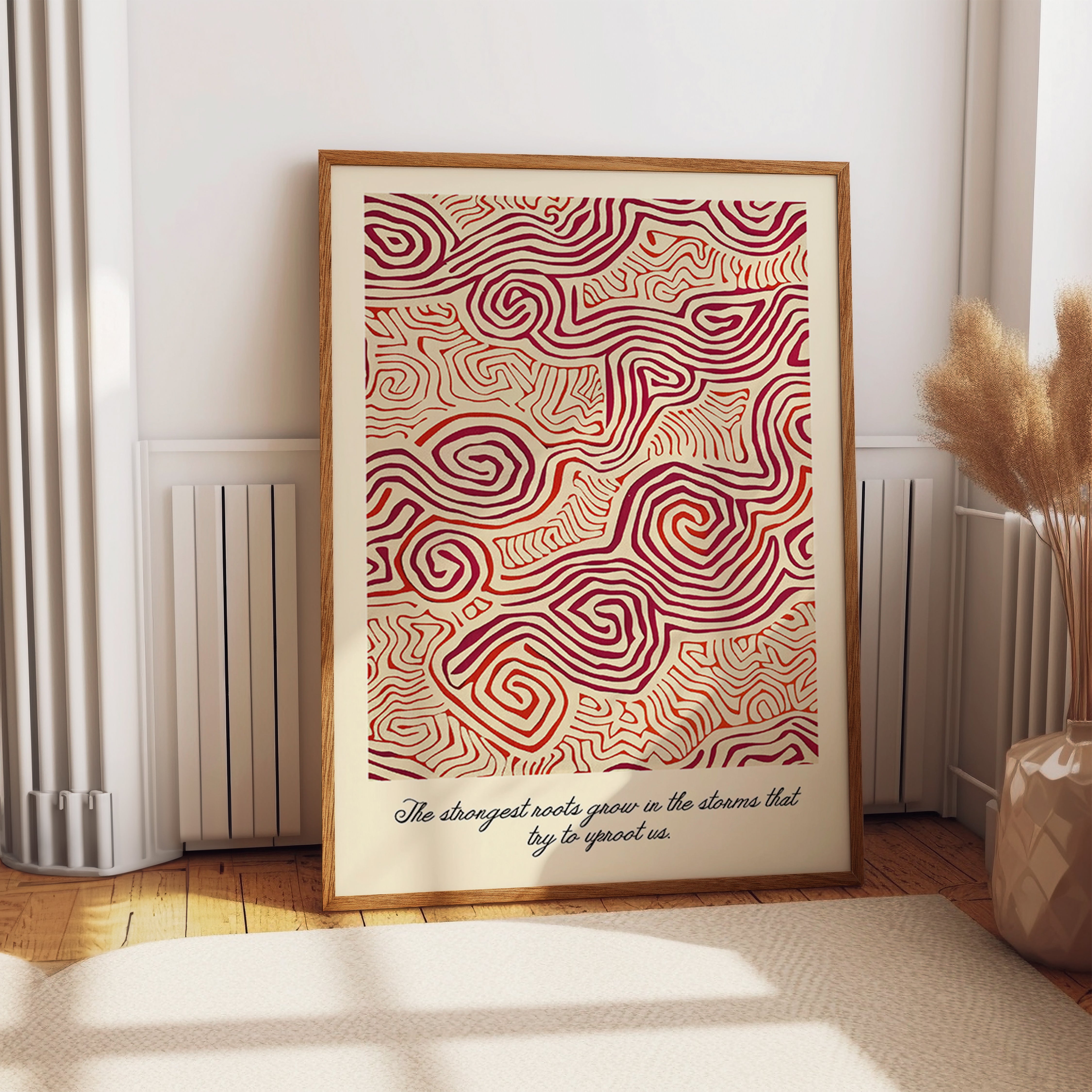 Rooted Growth Abstract Spiral Lines Print