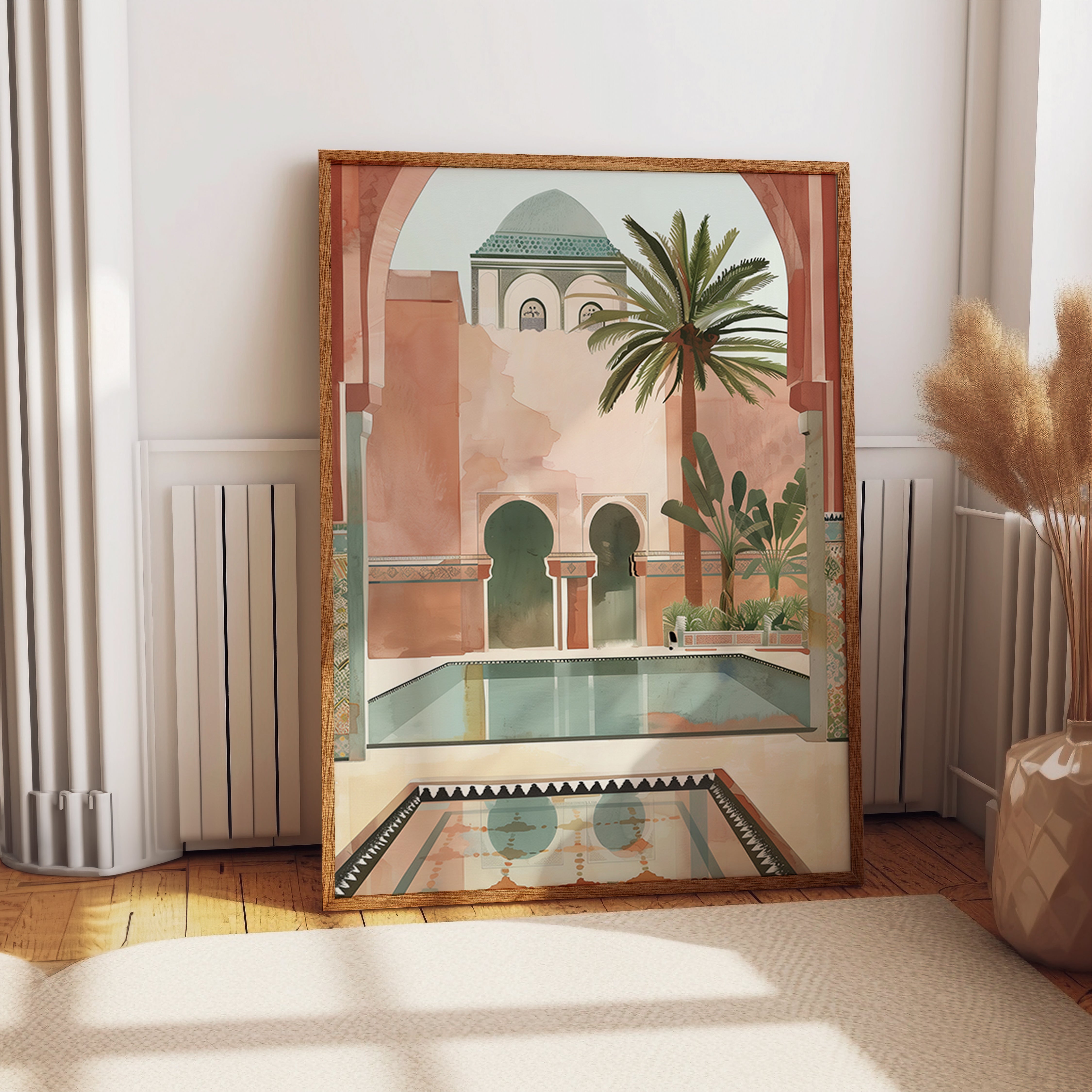 Terracotta Moroccan Courtyard Archway Pool Print