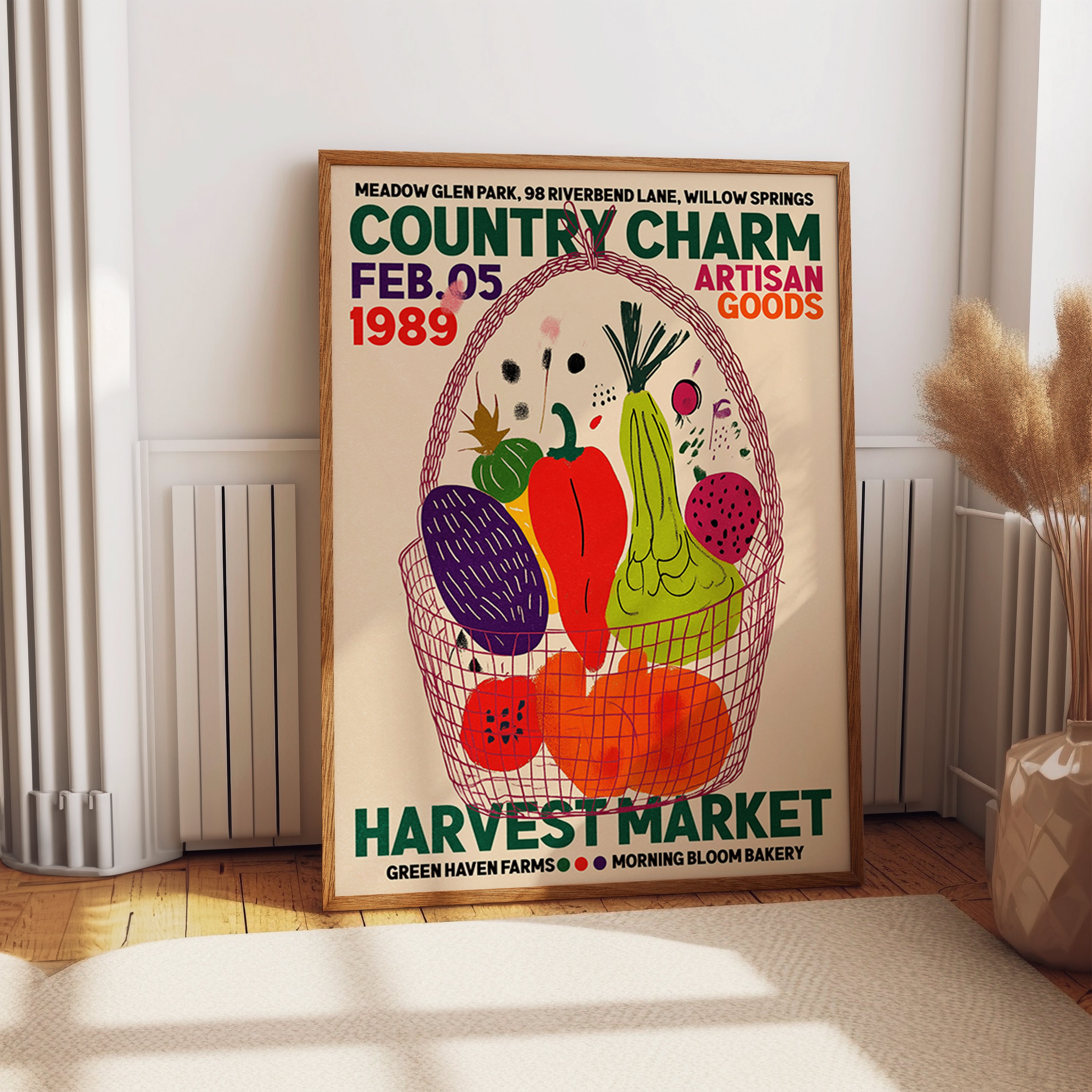 Country Charm Retro Harvest Market Print