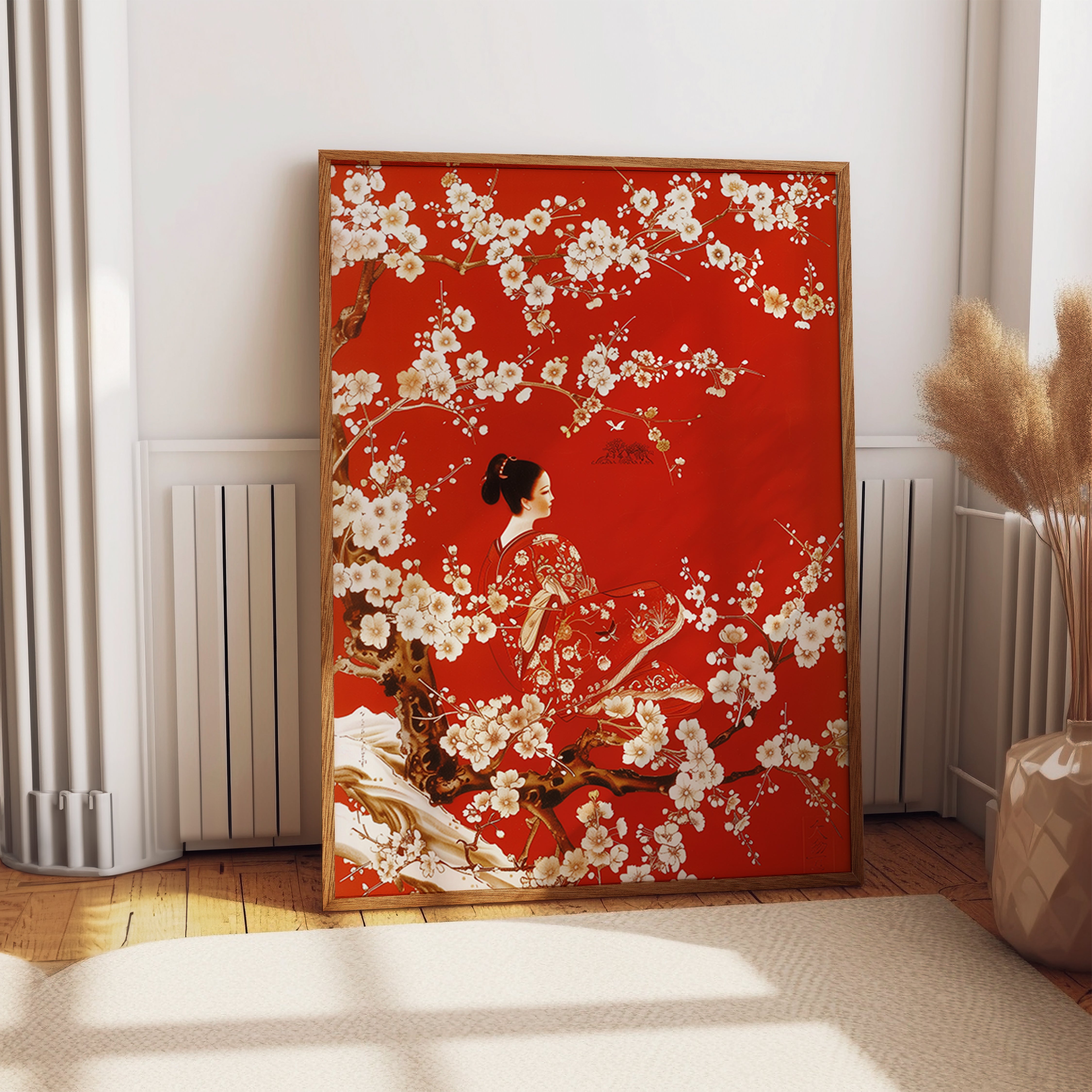 Japanese Plum Blossom Woman Nature Wall Art Print