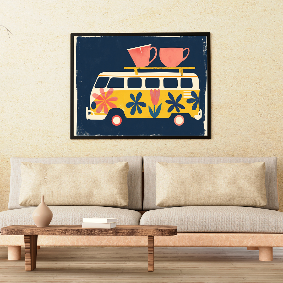 Retro Kaffee Van Druck