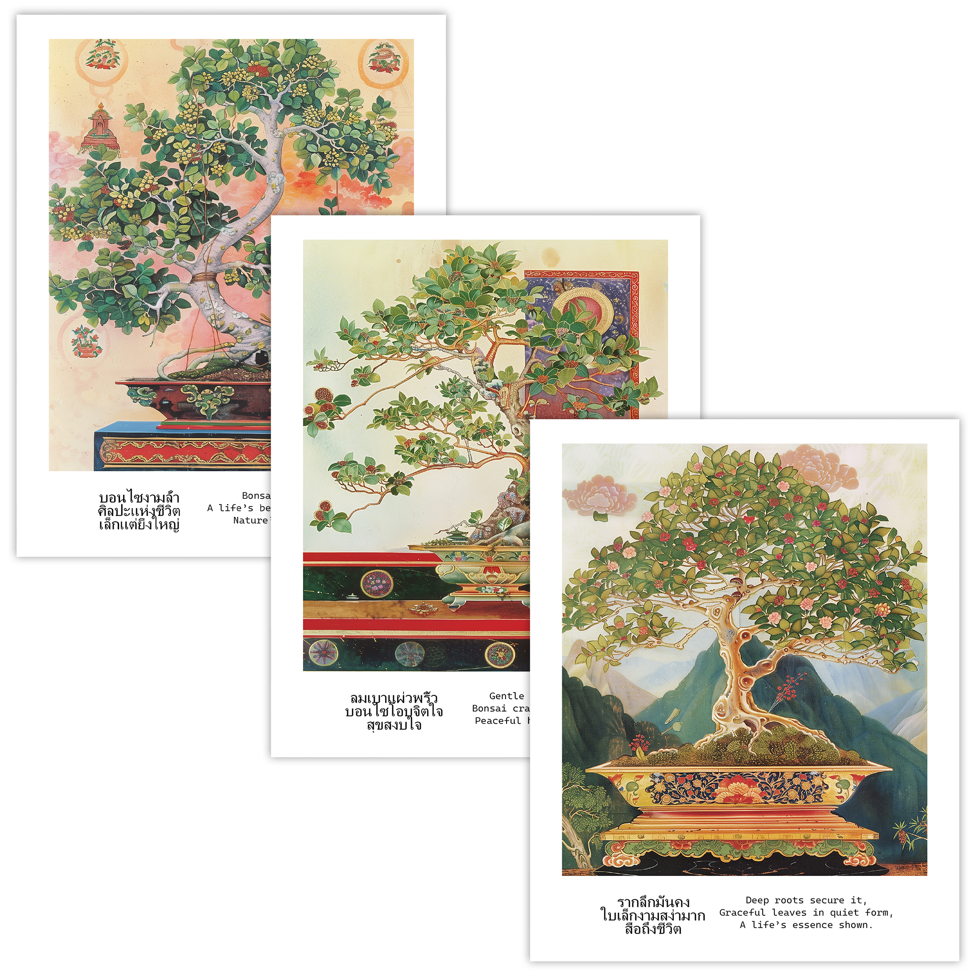 Thai Bonsai Nature Art Set of 3 Print