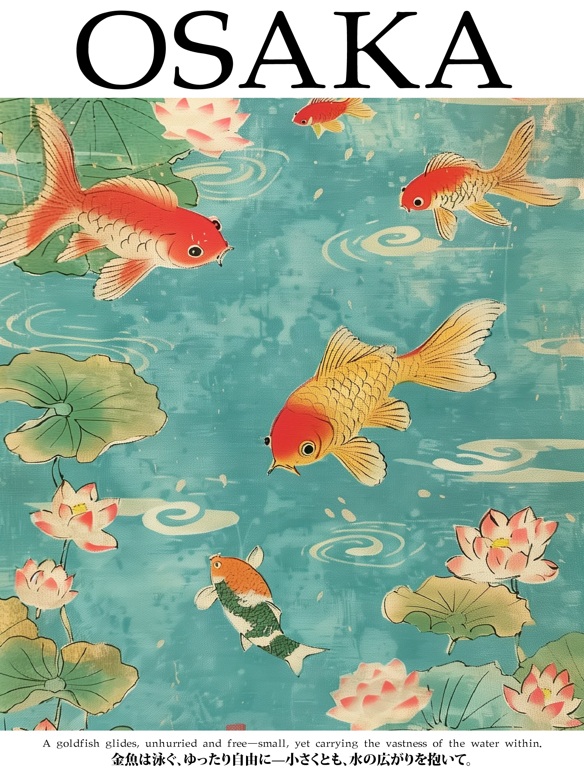 Goldfish and Lotus Pond Poster - Vintage Japanese Osaka Design Print
