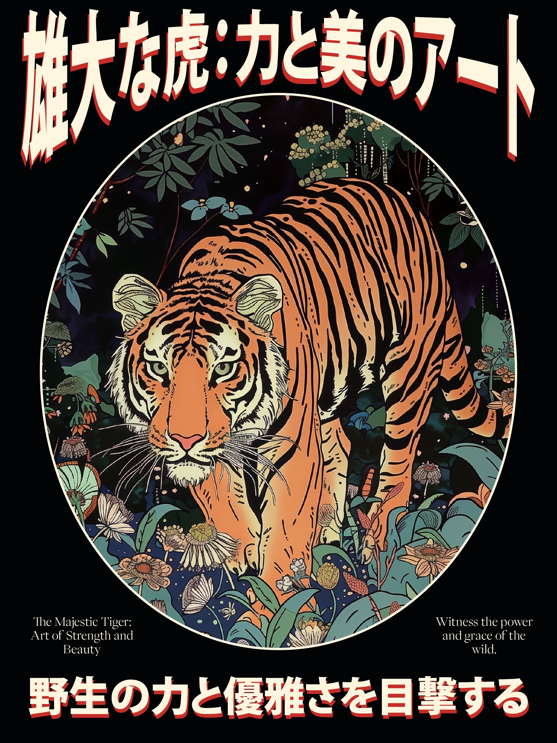 Tiger in Jungle Night Poster - Wild Strength and Beauty Art Print