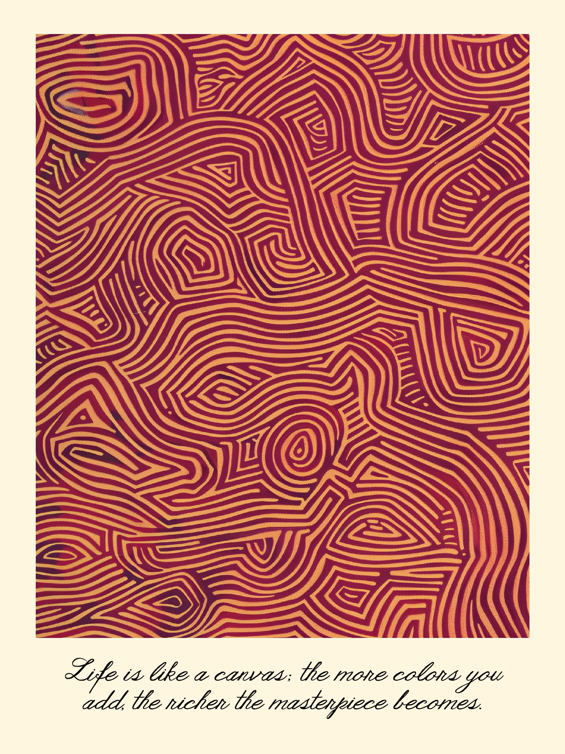 Vivid Abstract Line Maze Modern Pattern Print