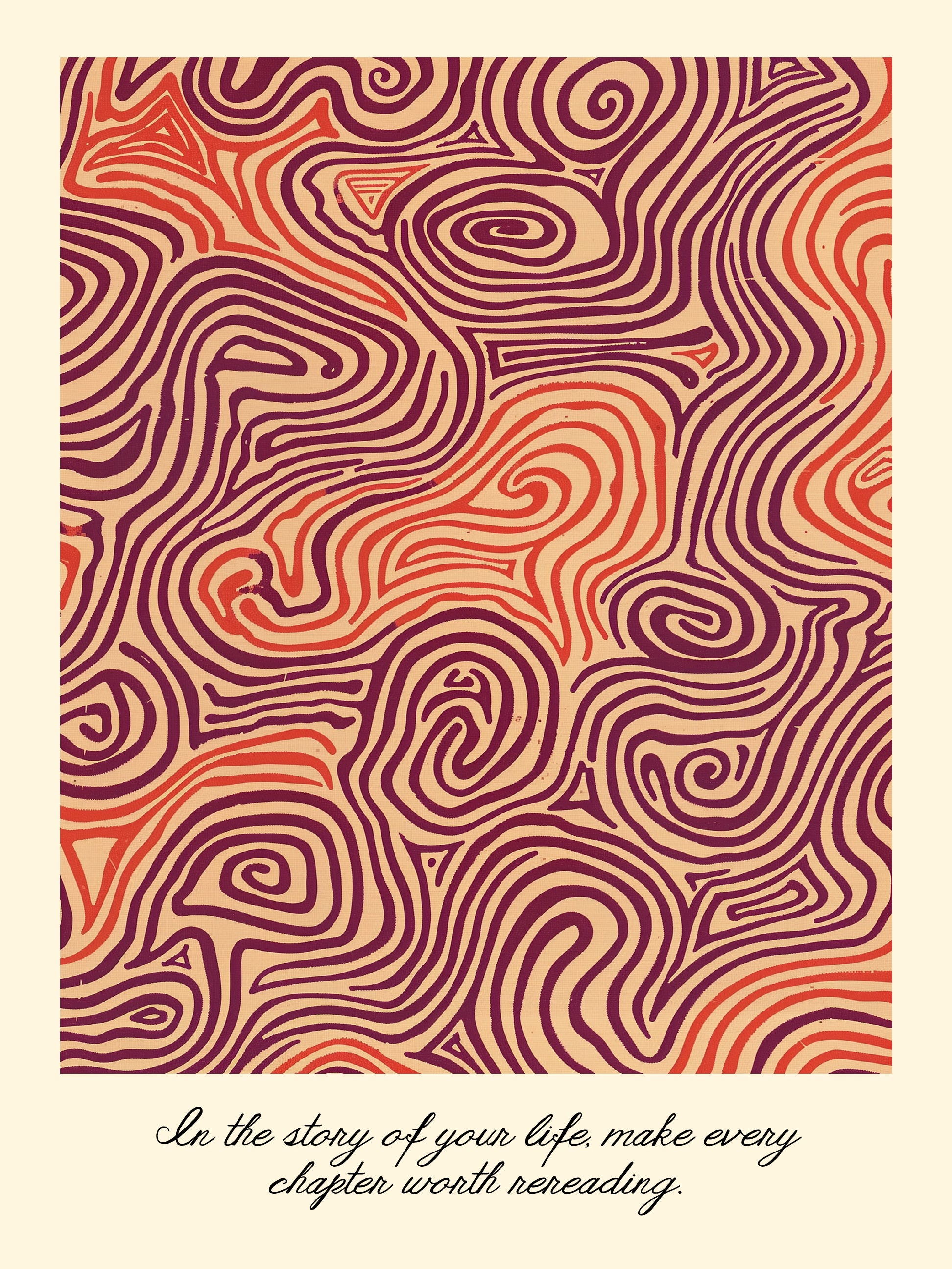 Flowing Spirals Warm Abstract Pattern Print