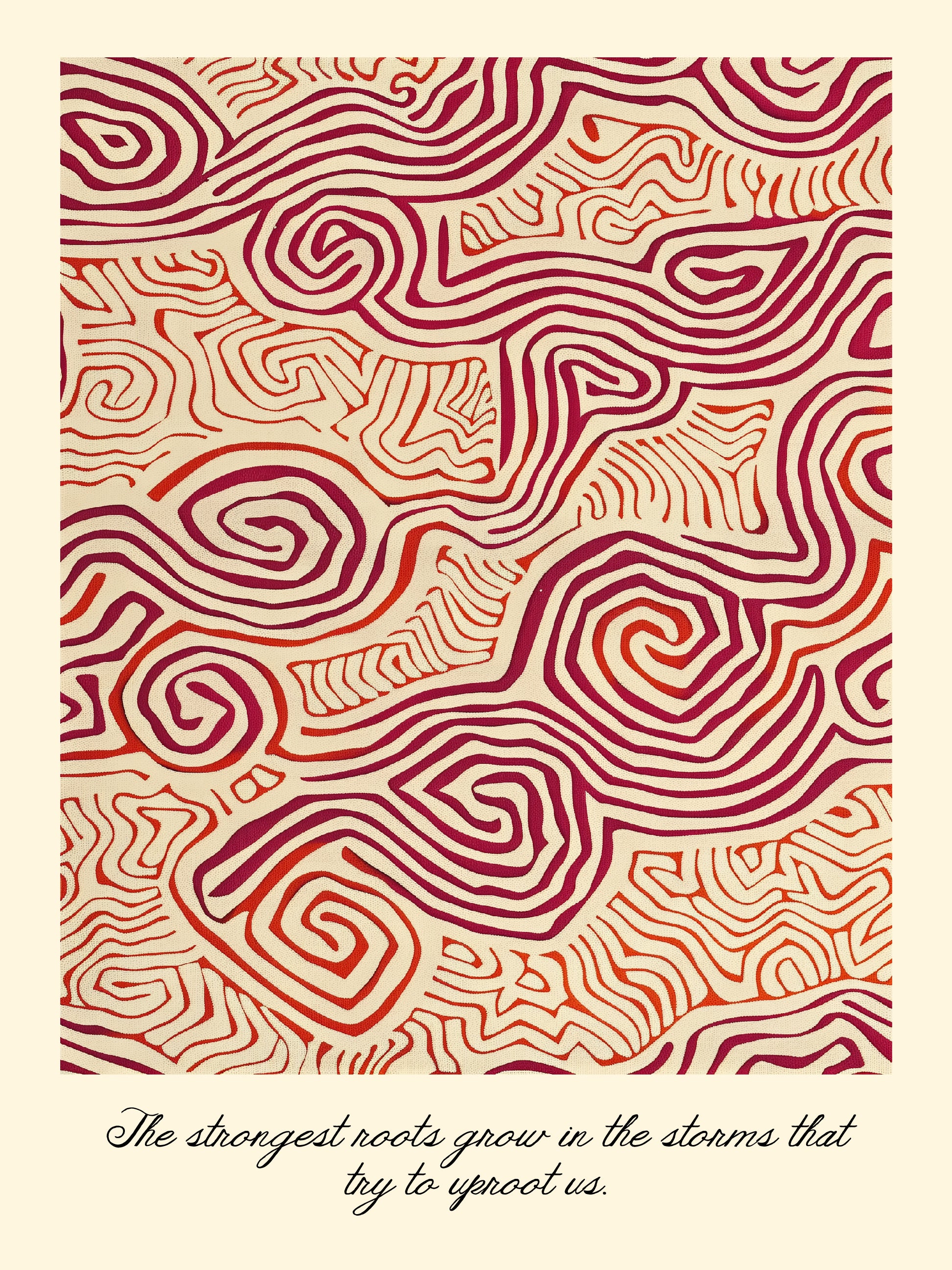 Rooted Growth Abstract Spiral Lines Print