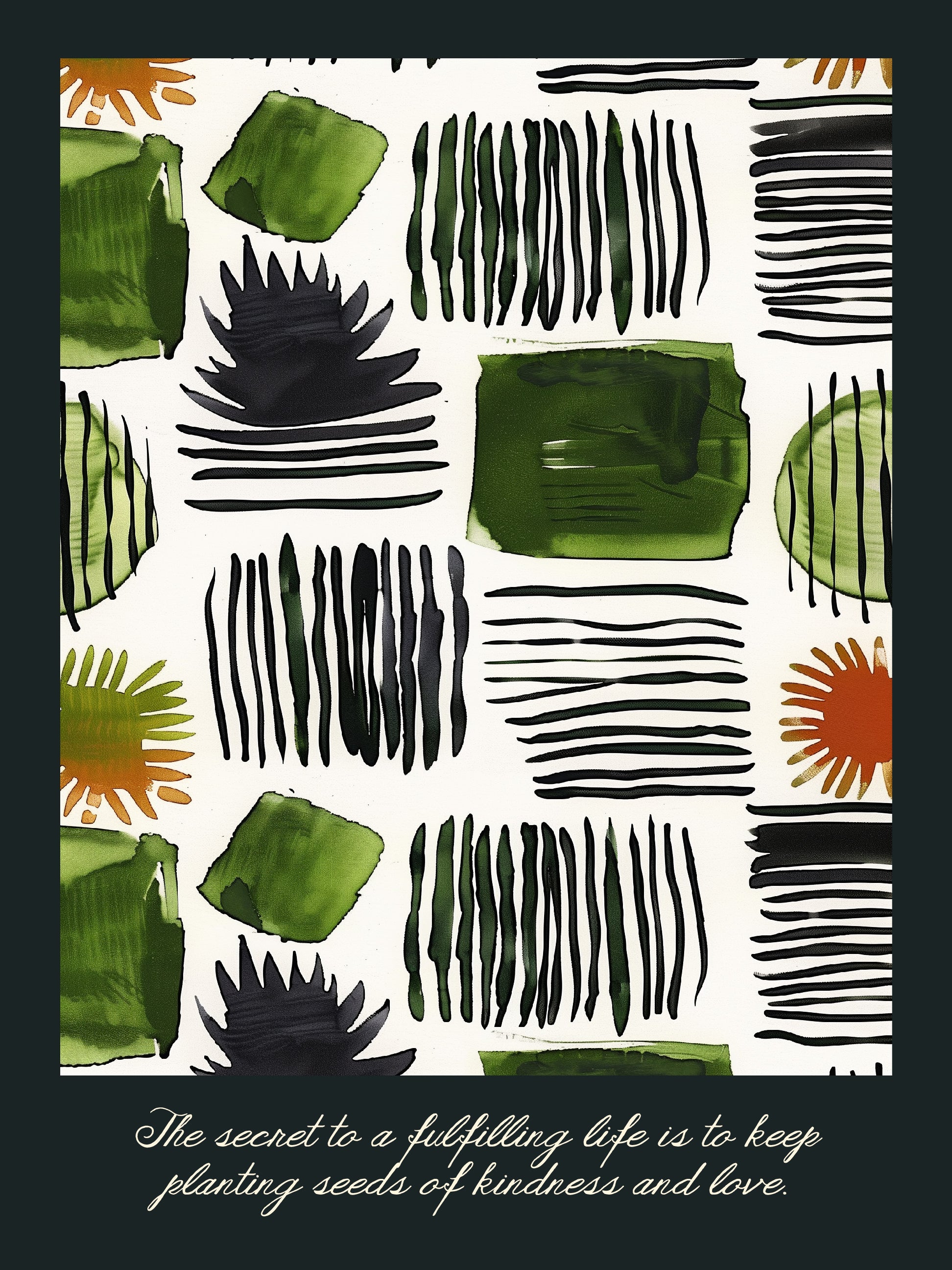 Organic Brush Grid Nature Inspired Pattern Print