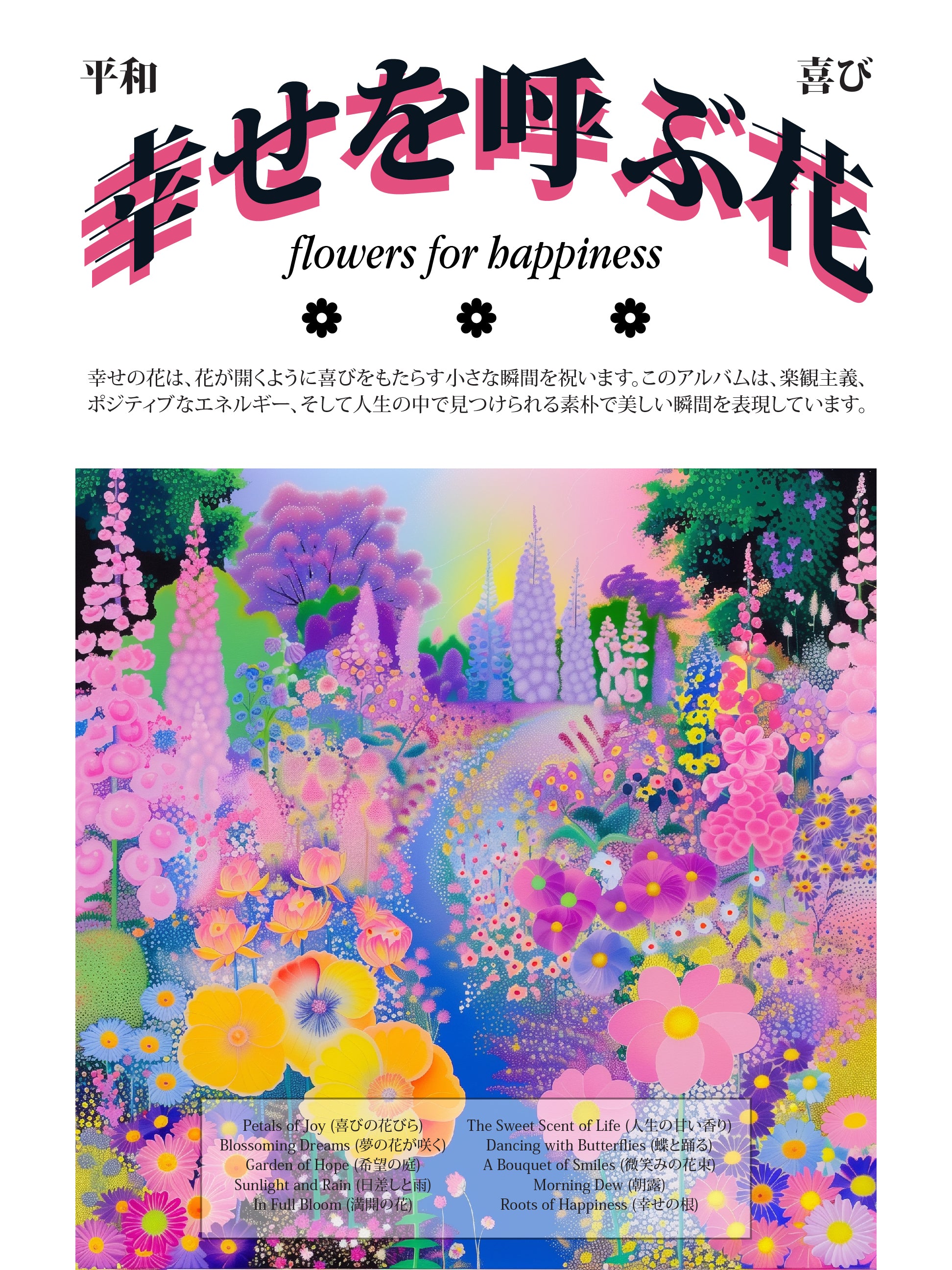 Flowers for Happiness – Psychedelic Floral Art Print
